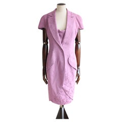 Christian Dior by John Galliano Spring 1998 Lilac Damask Mini Dress and Jacket