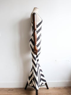 Christian Dior by John Galliano Spring 1999 Black/White Chevron Slip Dress