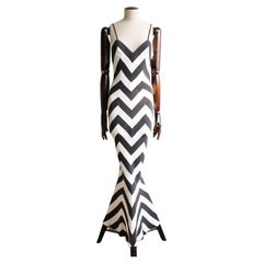 Christian Dior by John Galliano Spring 1999 Black/White Chevron Slip Dress