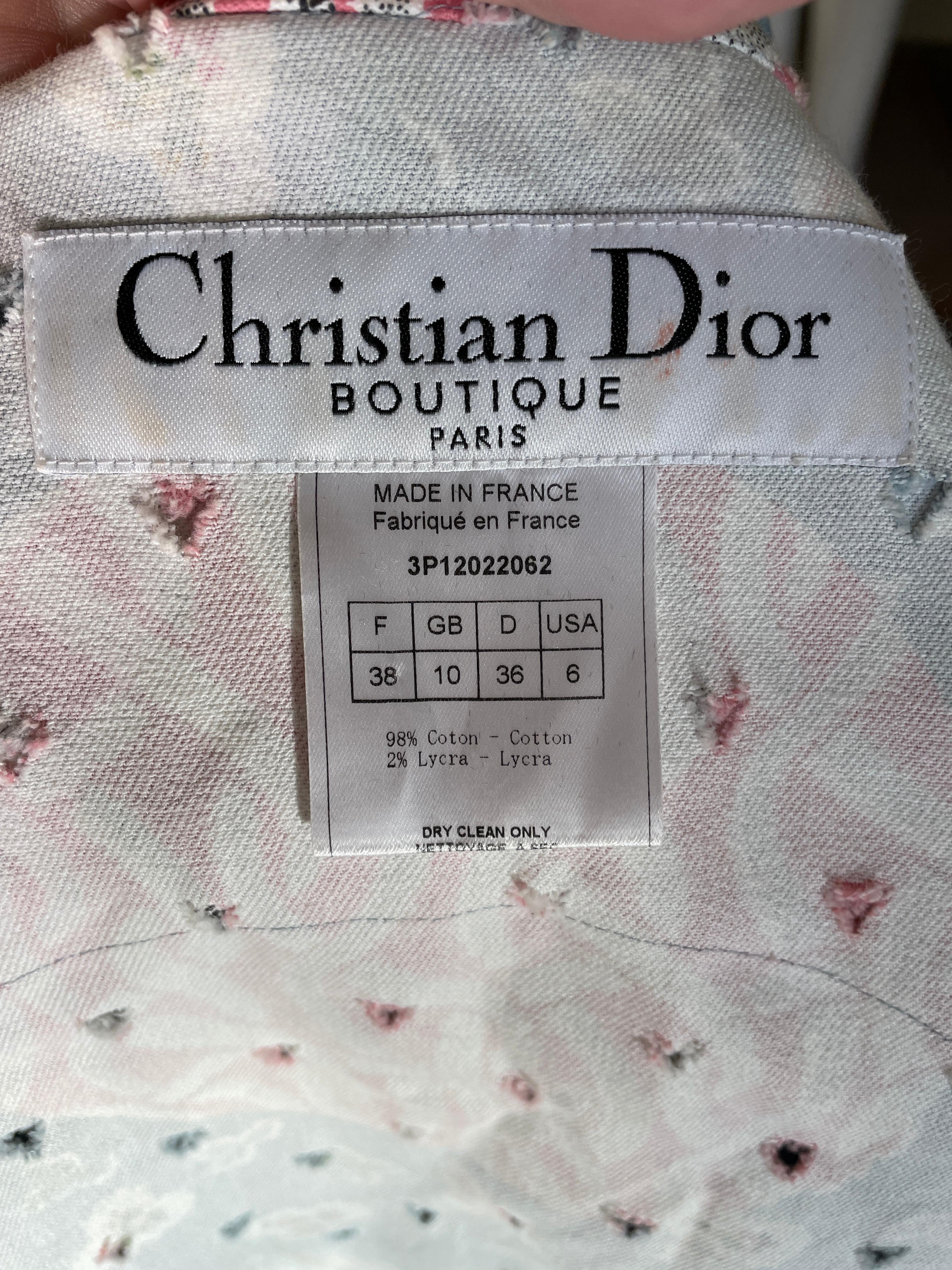 Christian Dior by John Galliano Spring 2003 Pierced Denim Western Style Jacket For Sale 7