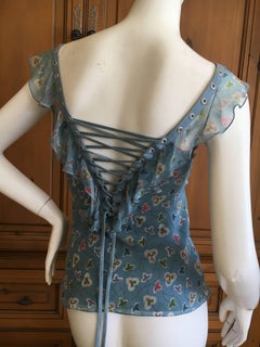 Christian Dior by John Galliano Spring 2003 Ruffle Trim Corset Lace Top