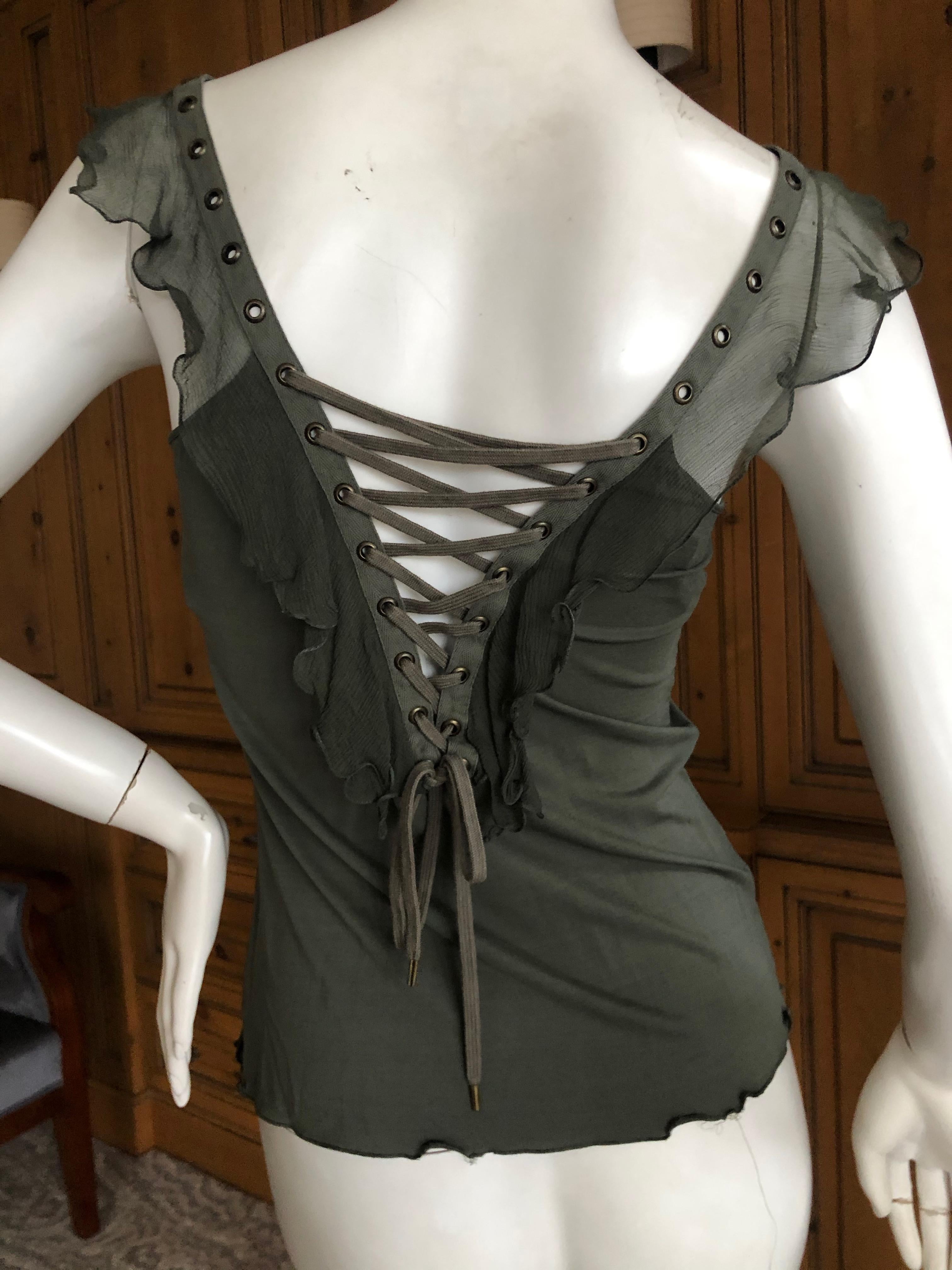 Christian Dior by John Galliano Spring 2003 Ruffle Trim Corset Lace Top In Good Condition In Cloverdale, CA