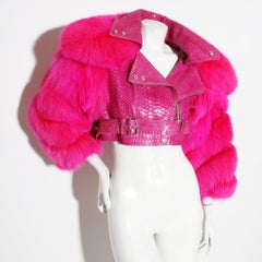 Christian Dior by John Galliano Spring 2004 Fur & Snakeskin Moto Bolero Jacket
