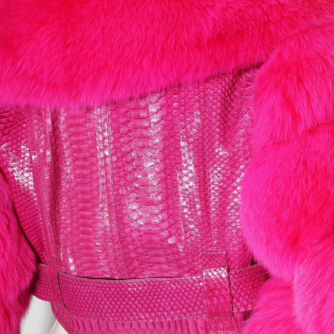 Christian Dior by John Galliano Spring 2004 Fur & Snakeskin Moto Bolero Jacket Excellent état à Los Angeles, CA