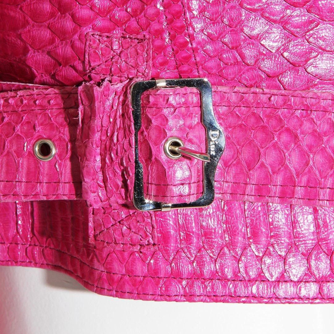 Red Christian Dior by John Galliano Spring 2004 Fur & Snakeskin Moto Bolero Jacket