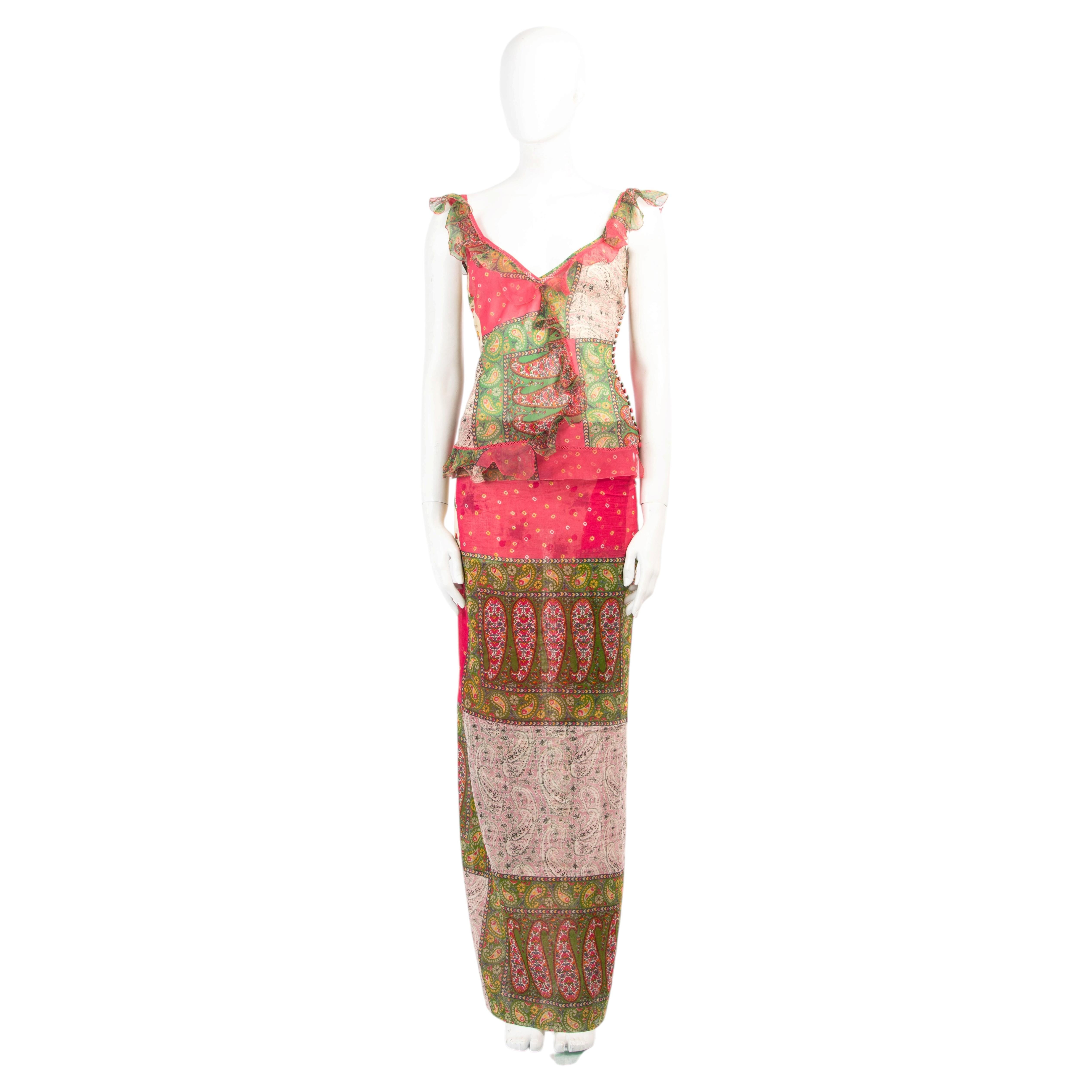 Christian Dior by John Galliano Spring 2004 Silk & Cotton Paisley Skirt set