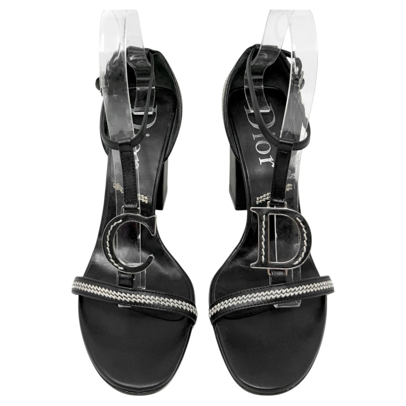 Christian Dior by John Galliano Spring 2005 Runway CD Logo T-Strap Sandals