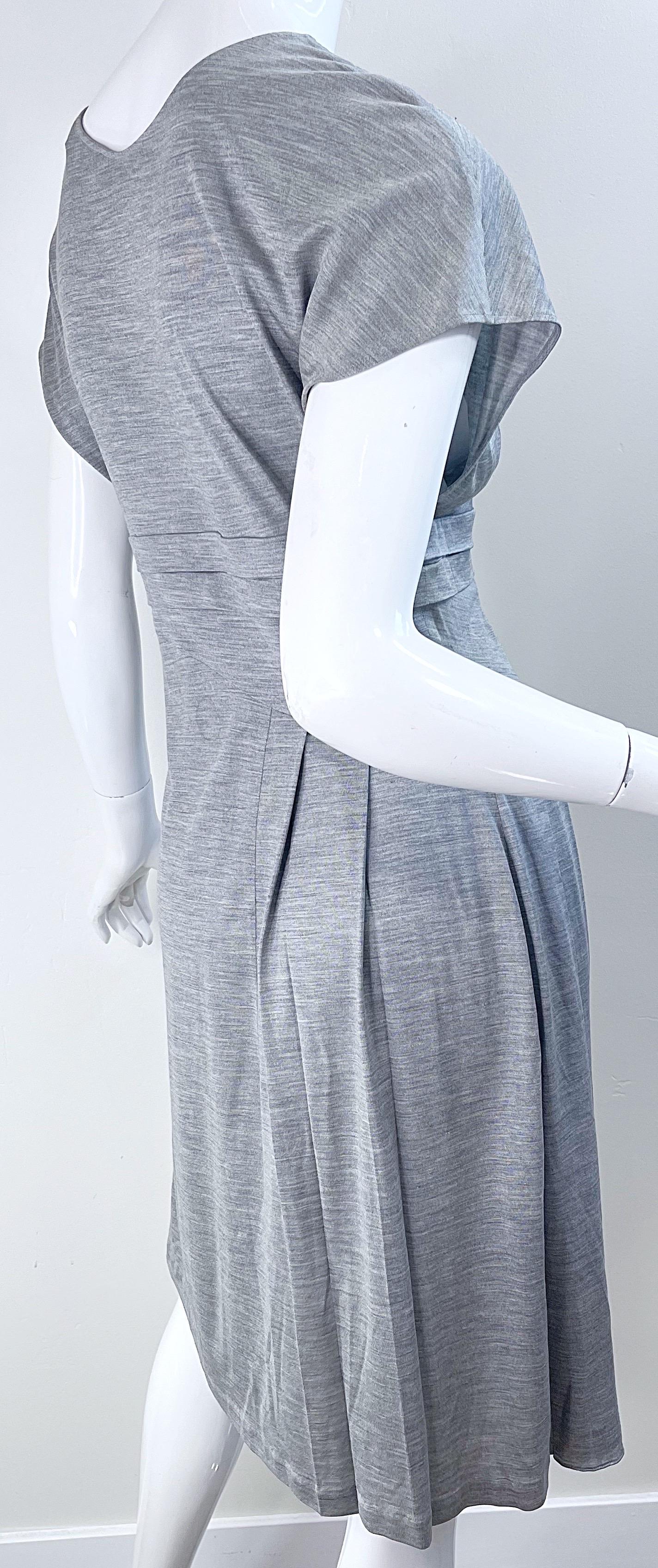 Christian Dior by John Galliano Spring 2007 Size 8 Grey Silk Short Sleeve Dress 7
