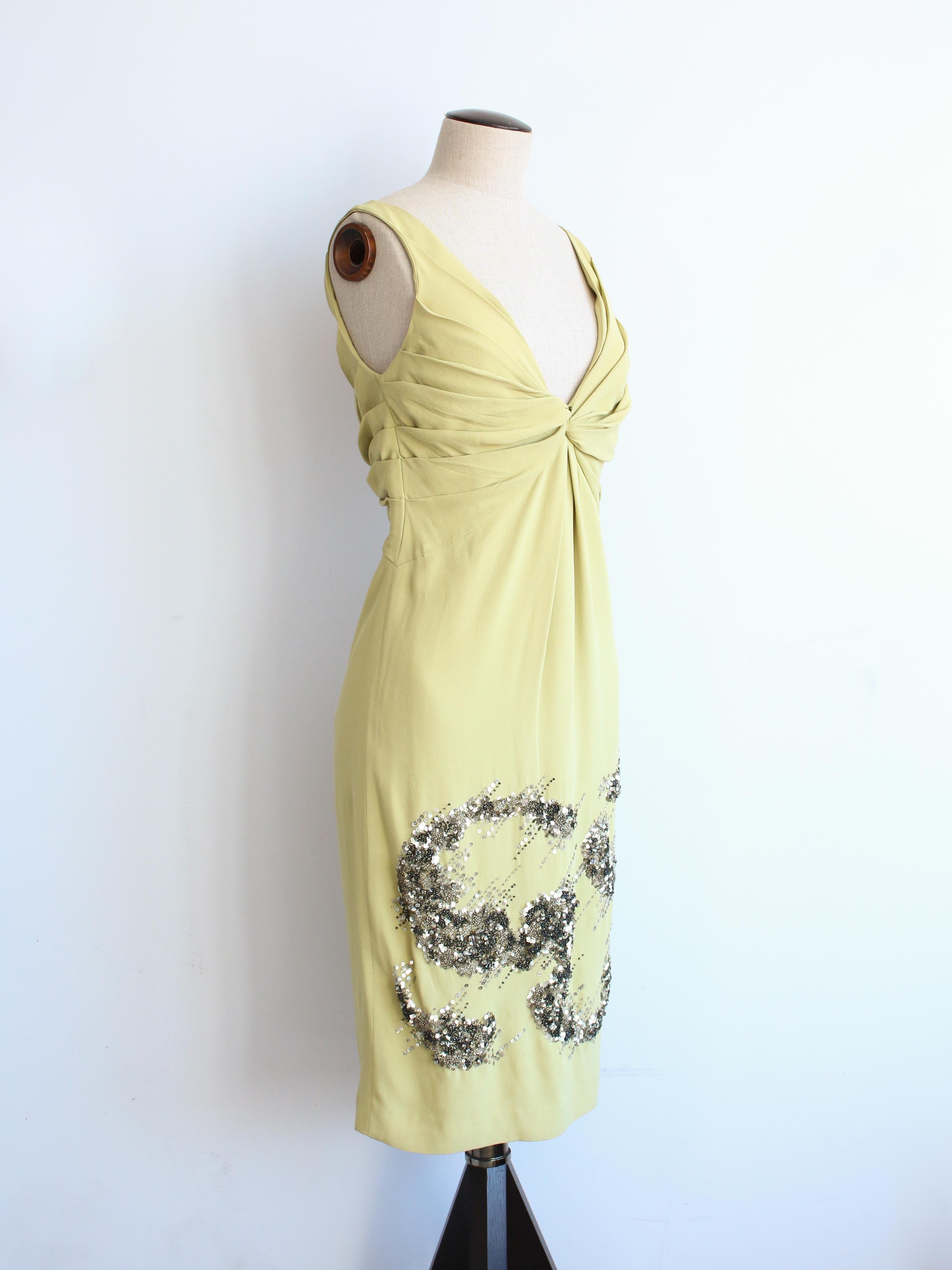 Christian Dior by John Galliano Frühjahr/Sommer 2007 Chartreuse Besticktes Kleid im Zustand „Gut“ im Angebot in Manchester, GB