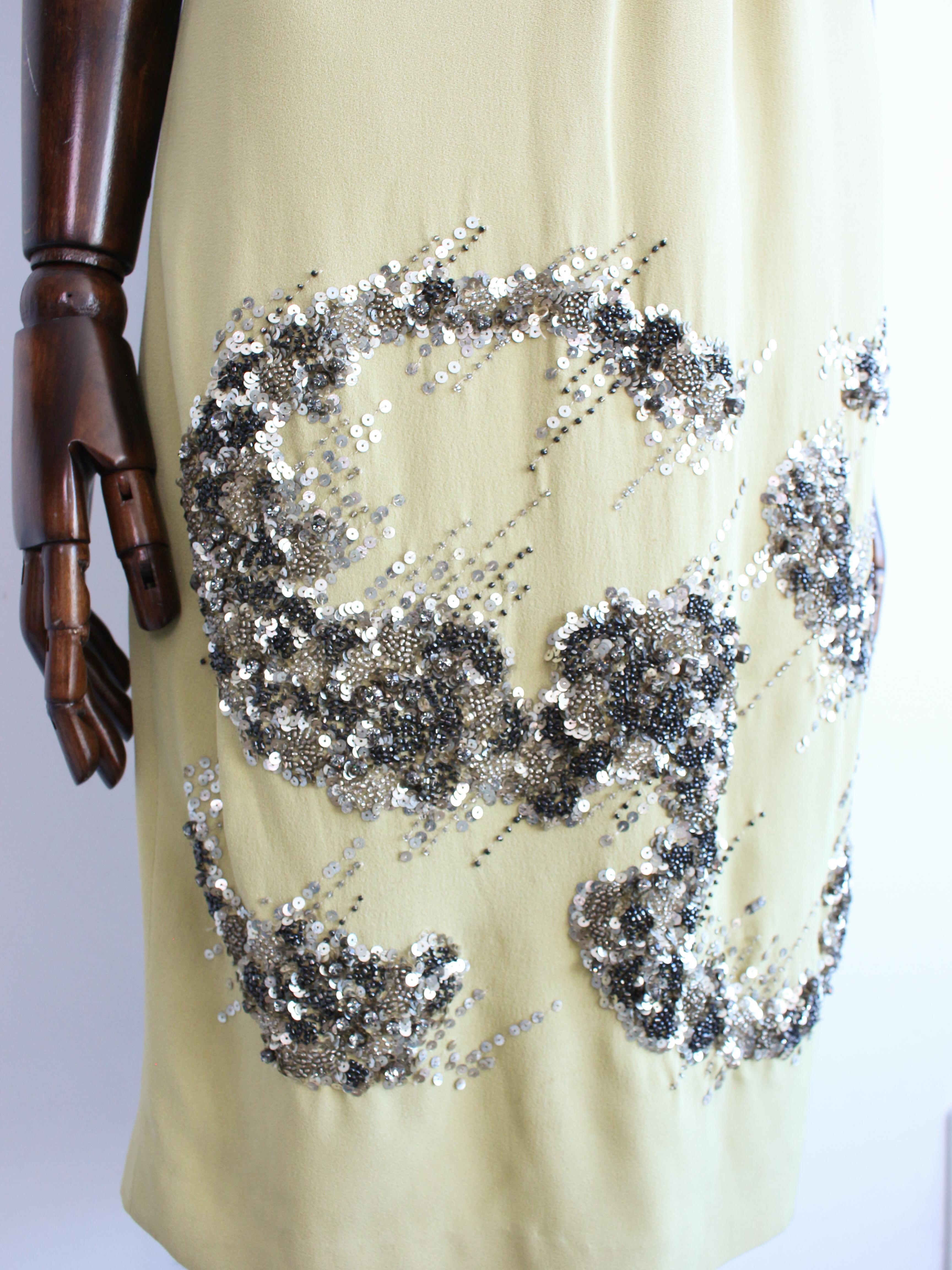Christian Dior by John Galliano Frühjahr/Sommer 2007 Chartreuse Besticktes Kleid im Angebot 4