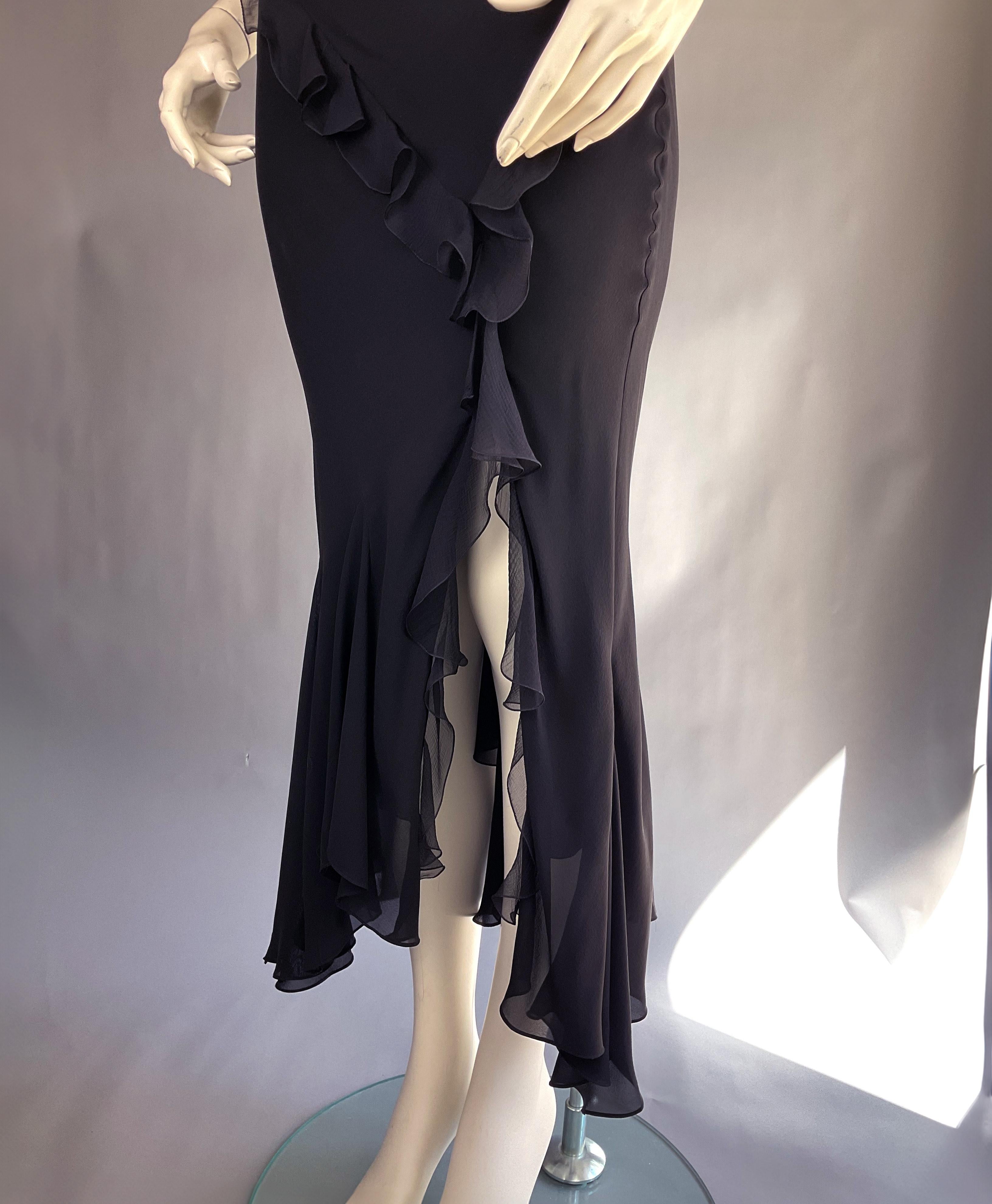 Christian Dior by John Galliano Primavera Verano S/S 2005 Falda de seda negra de corte sesgado Negro en venta