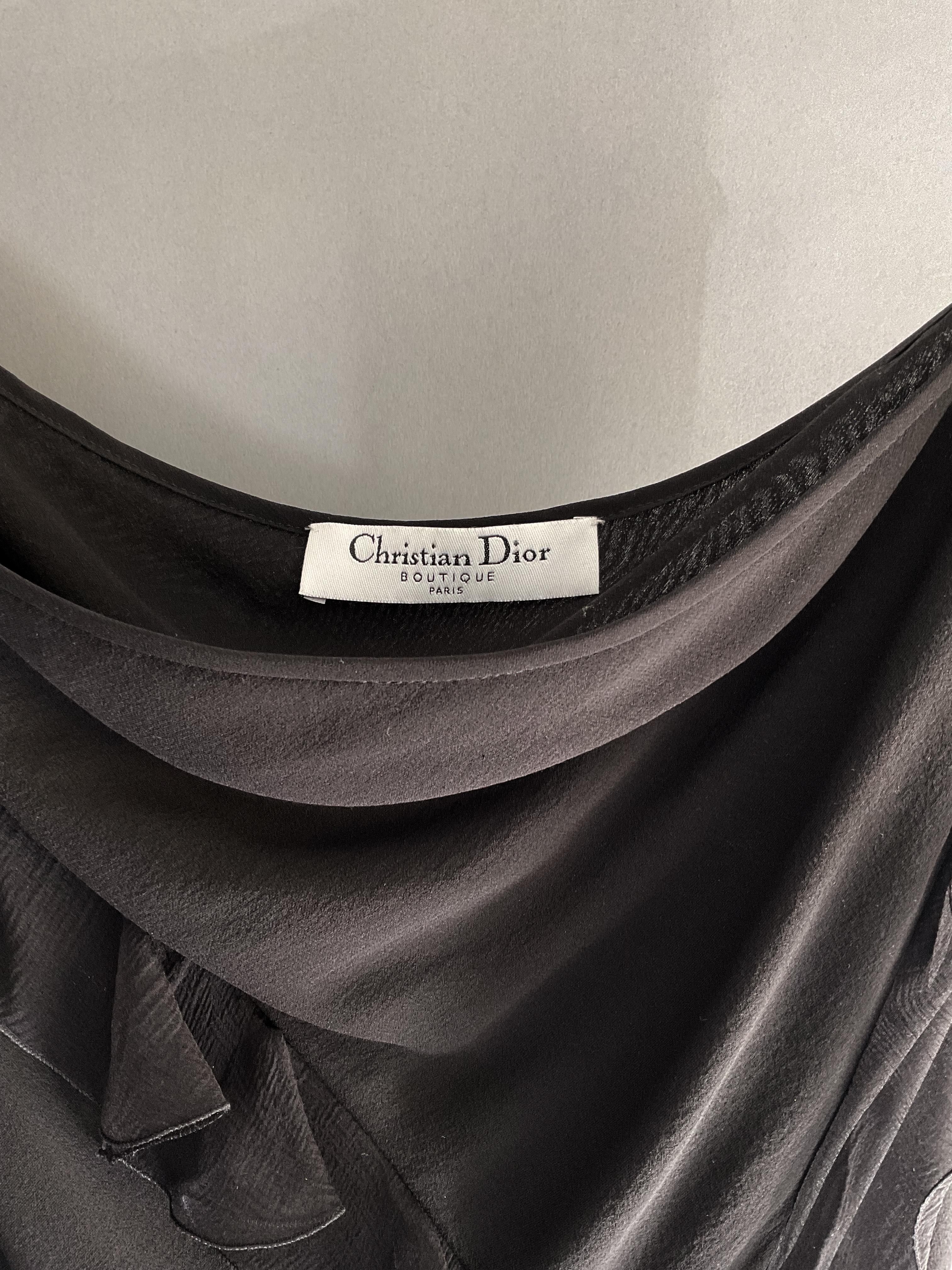 Christian Dior by John Galliano Primavera Verano S/S 2005 Falda de seda negra de corte sesgado en Excelente estado para la venta en Baar, CH