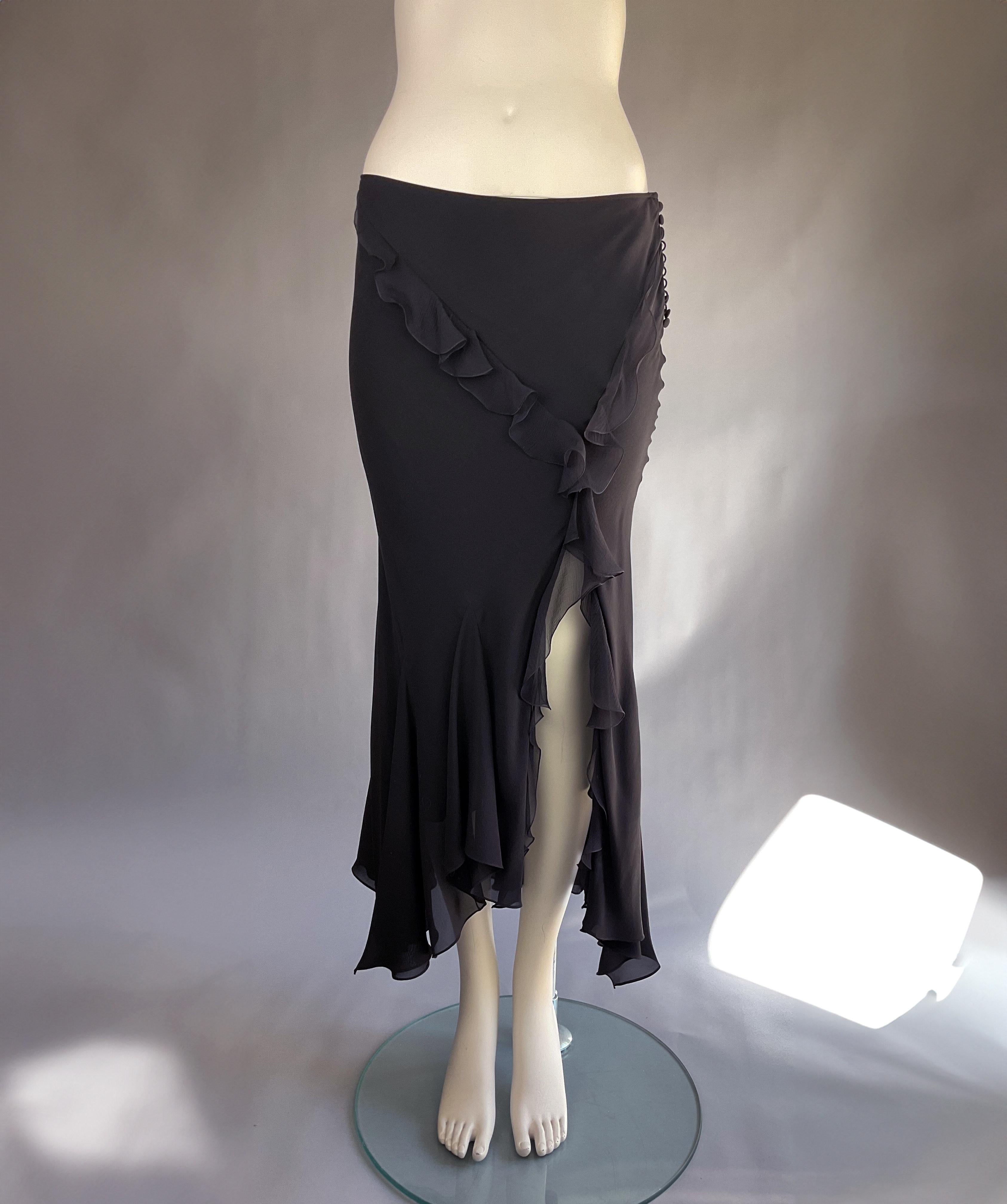 De las mujeres Christian Dior by John Galliano Primavera Verano S/S 2005 Falda de seda negra de corte sesgado en venta