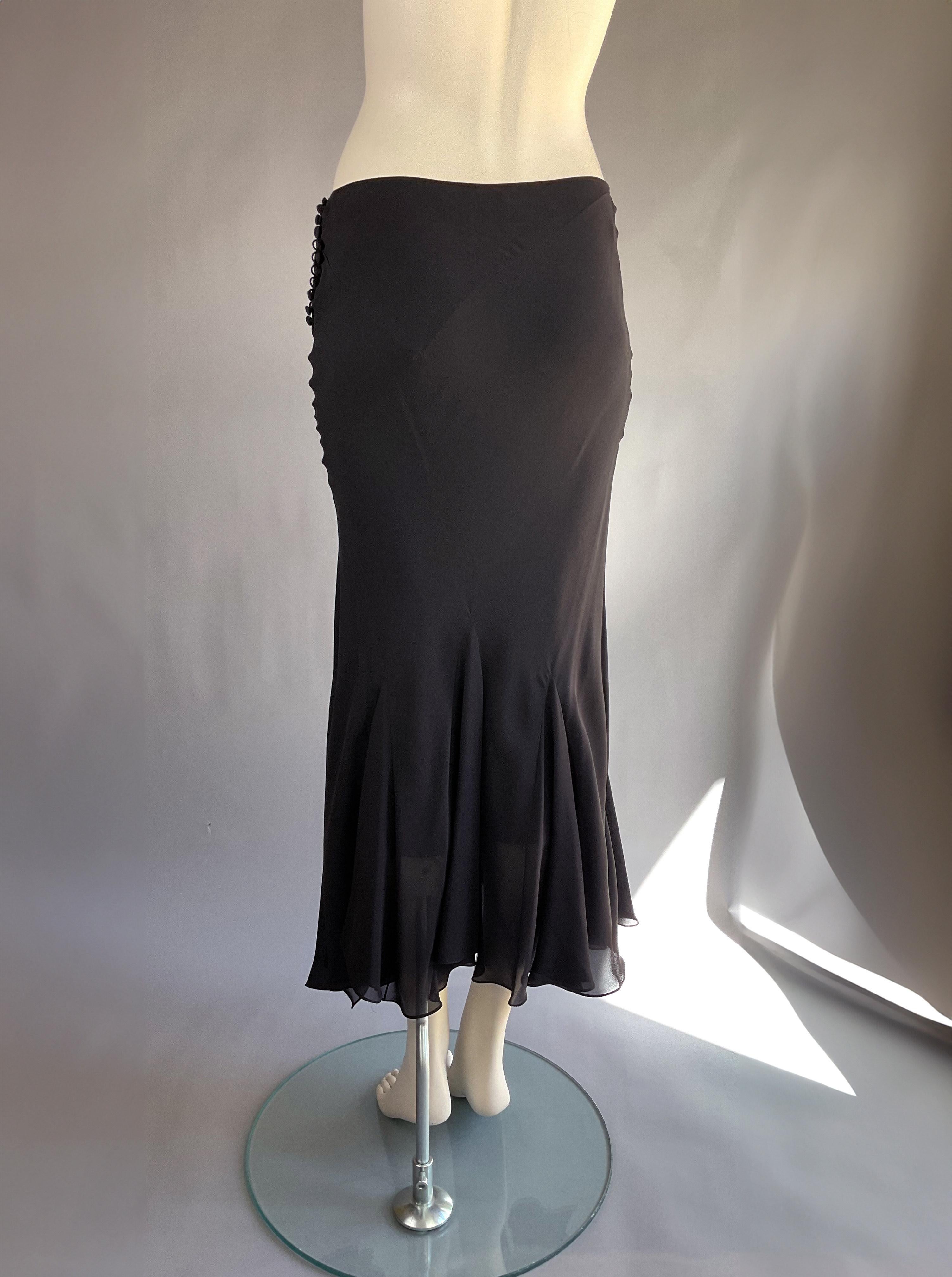 Christian Dior by John Galliano Primavera Verano S/S 2005 Falda de seda negra de corte sesgado en venta 1