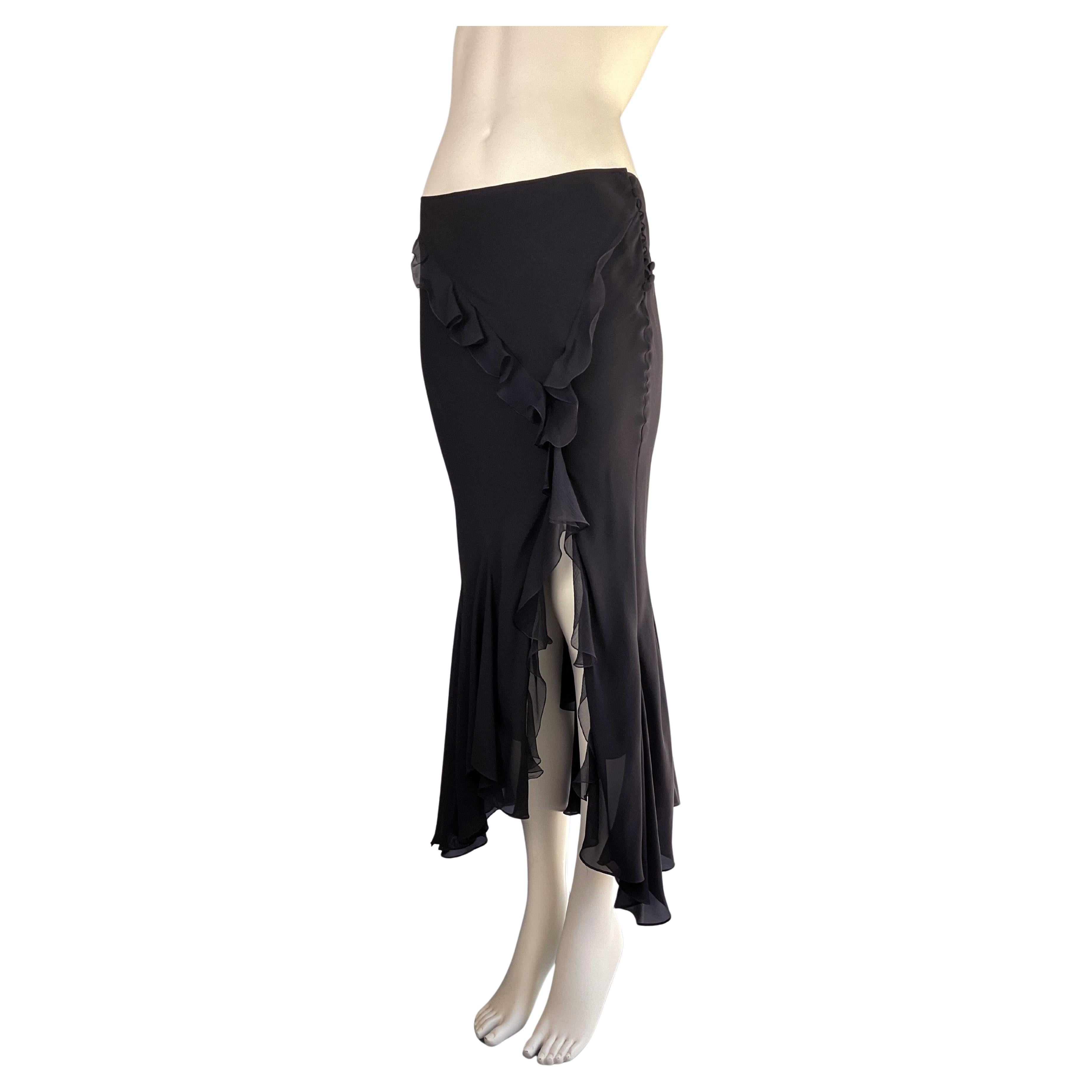 Christian Dior by John Galliano Primavera Verano S/S 2005 Falda de seda negra de corte sesgado en venta