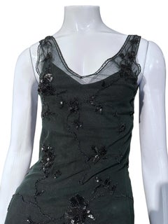 Christian Dior By John Galliano Ss 1998 Beaded Tulle Overlay Slip Dress