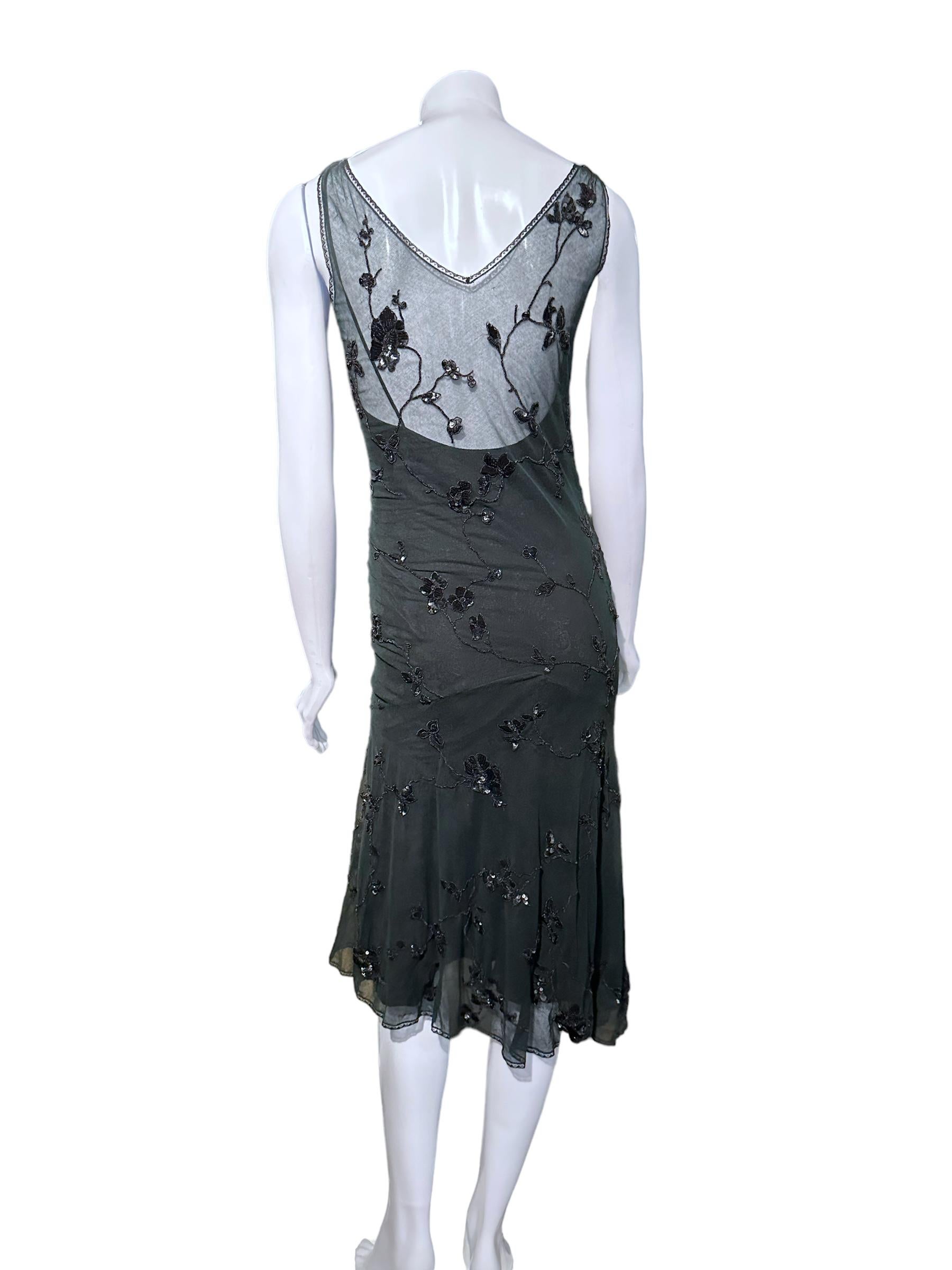 Women's Christian Dior By John Galliano Ss 1998 Beaded Tulle Overlay Slip Dress For Sale
