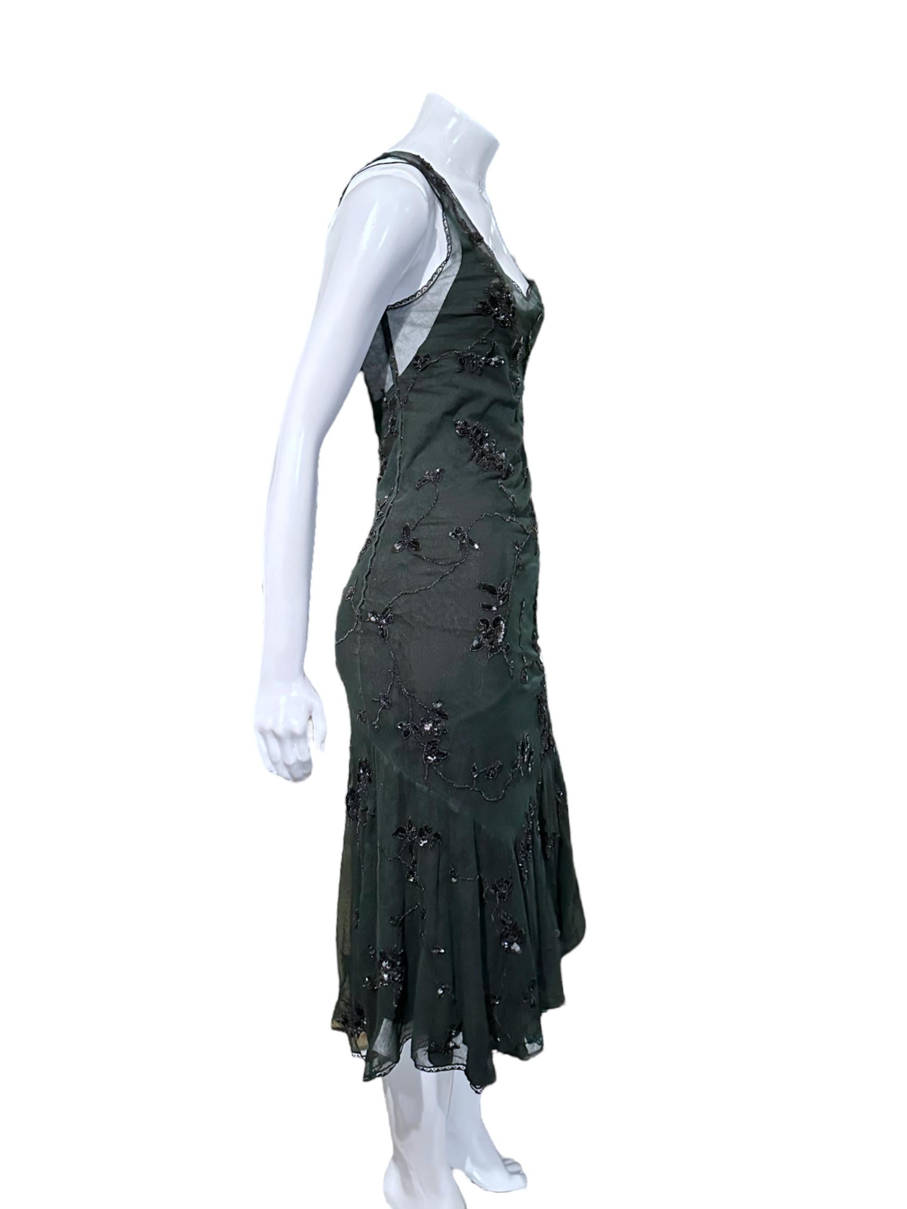 Christian Dior By John Galliano Ss 1998 Beaded Tulle Overlay Slip Dress For Sale 1