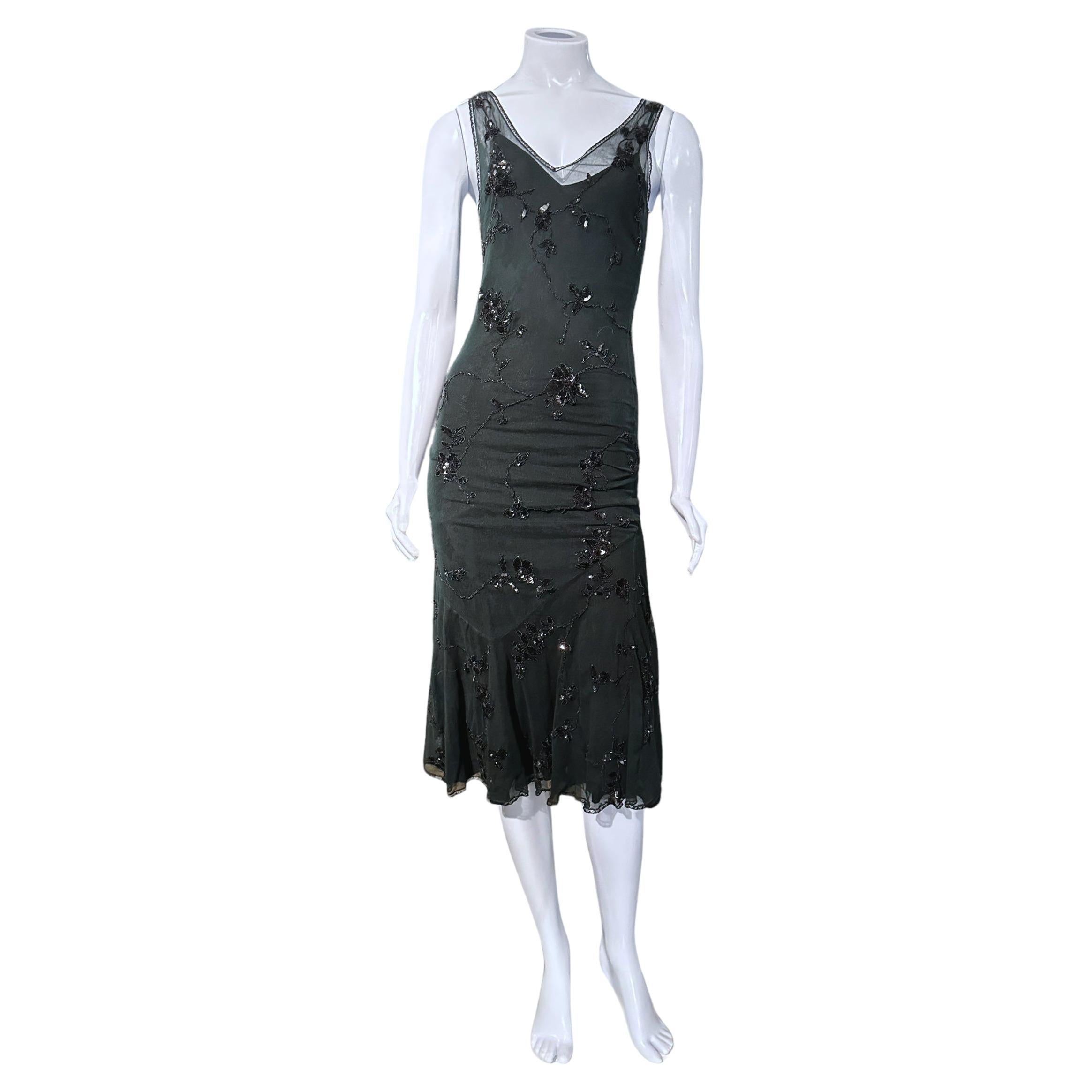 Christian Dior By John Galliano Ss 1998 Beaded Tulle Overlay Slip Dress For Sale