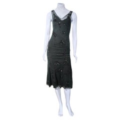 Vintage Christian Dior By John Galliano Ss 1998 Beaded Tulle Overlay Slip Dress