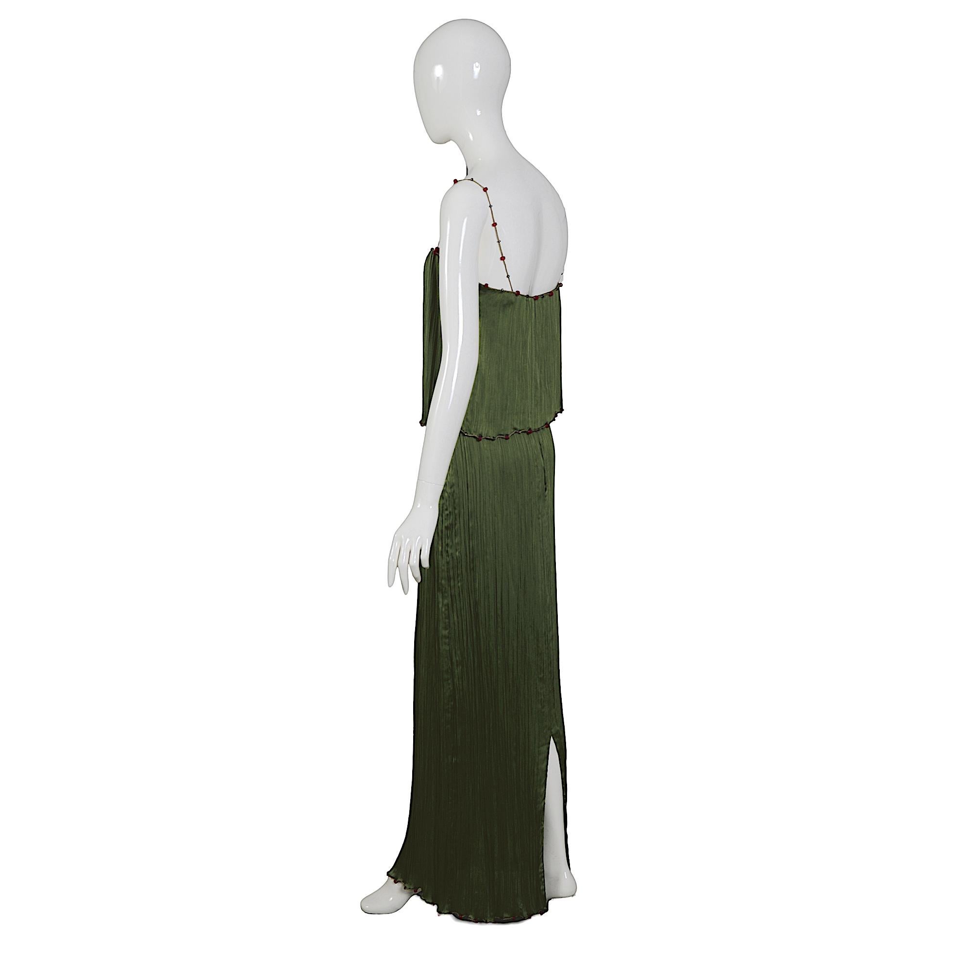 Women's Christian Dior by John Galliano SS 1999 Fortuny Pleats & Beaded Trim Silk Set For Sale