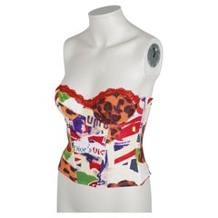 Christian Dior by John Galliano SS 2003 "Dior's UK" Top corsé de malla gráfica