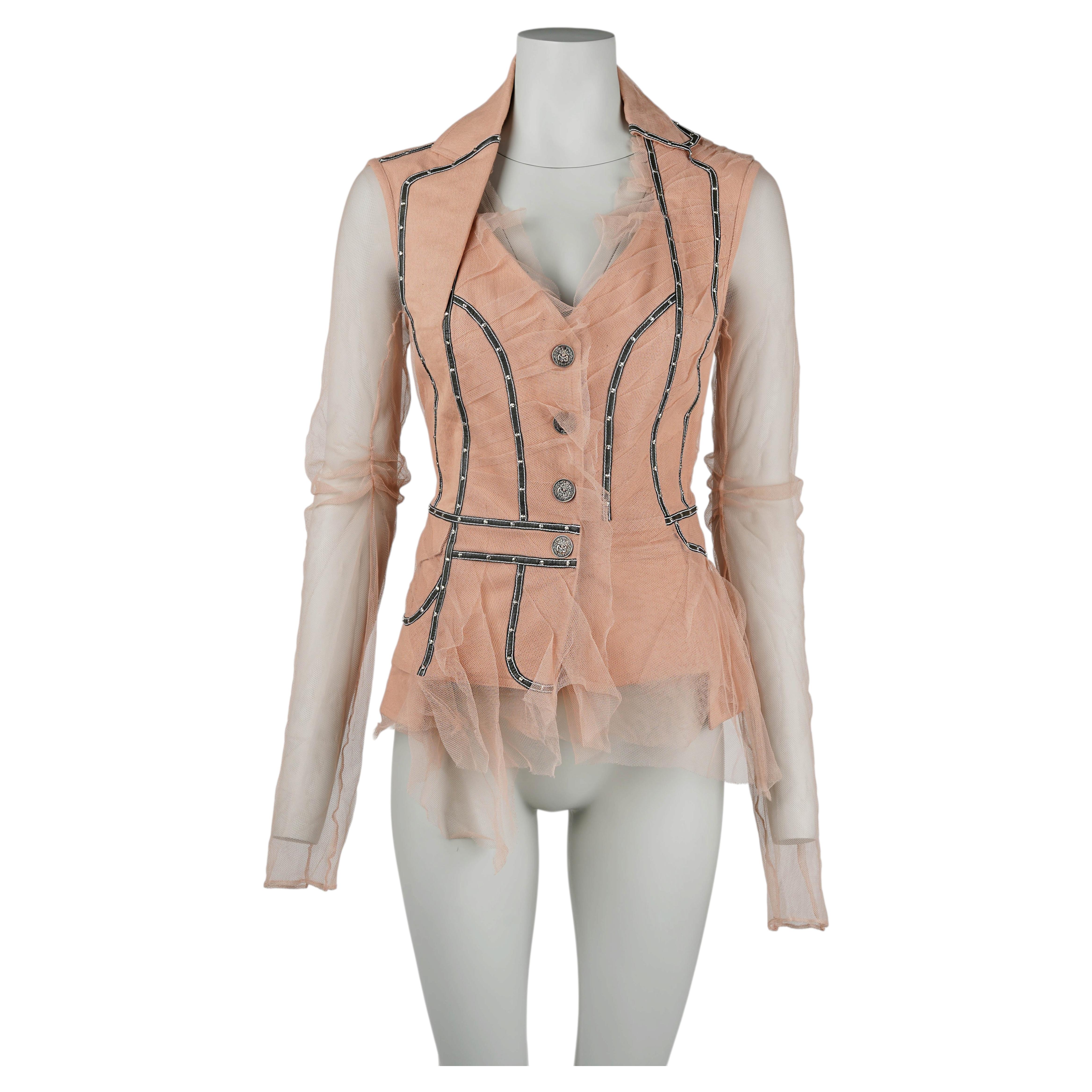 Christian Dior by John Galliano SS 2006 Runway Sheer Tulle Structured Jacket FR