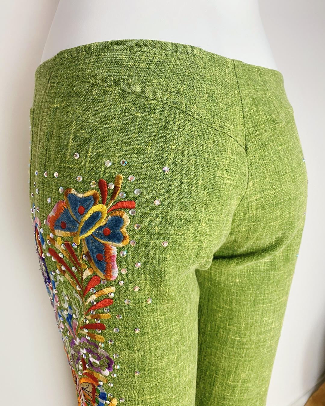 Christian Dior by John Galliano SS2002 Pantalón de lino bordado en venta 3