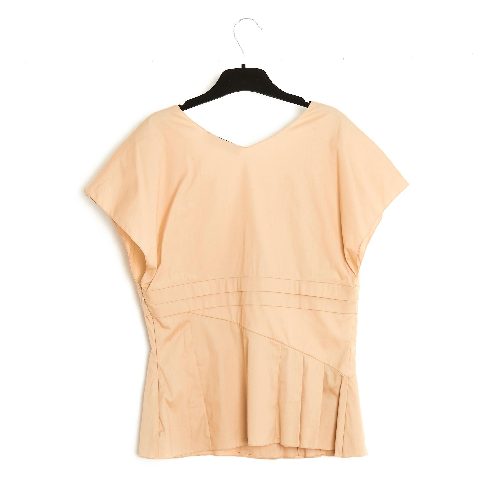 Women's or Men's Christian Dior by John Galliano SS2007 Top FR42 Beige Cotton V Neck Top US12 For Sale