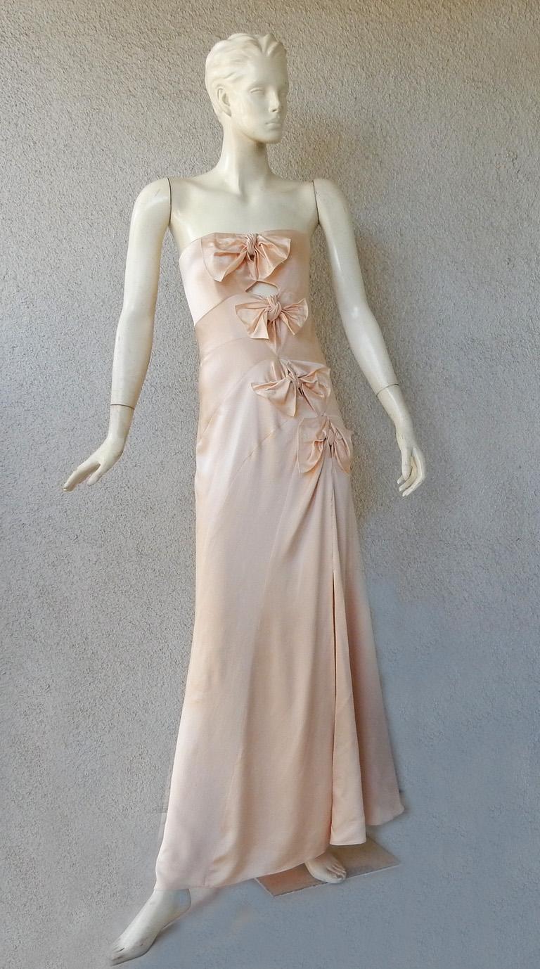 Christian Dior by John Galliano Strapless Old Hollywood Style Bow Dress Gown In Good Condition For Sale In Los Angeles, CA