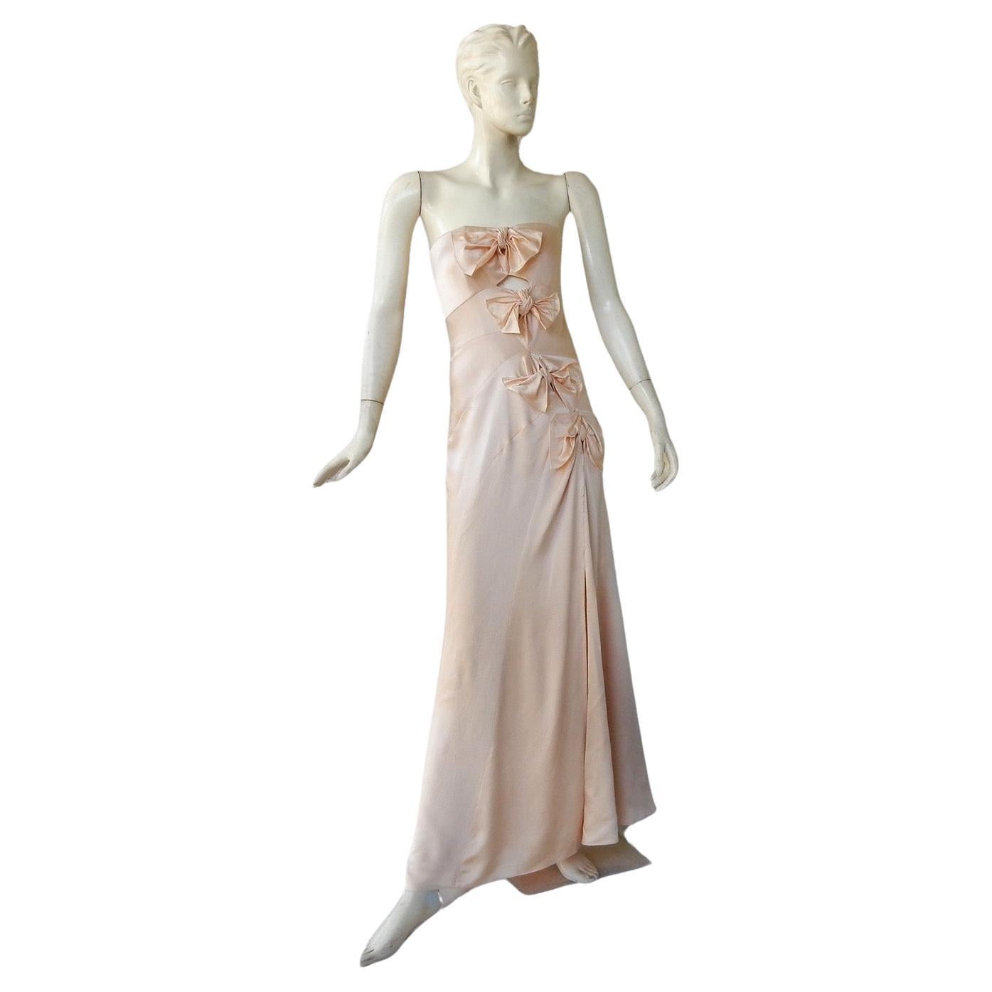 Christian Dior by John Galliano Strapless Old Hollywood Style Bow Dress Gown For Sale
