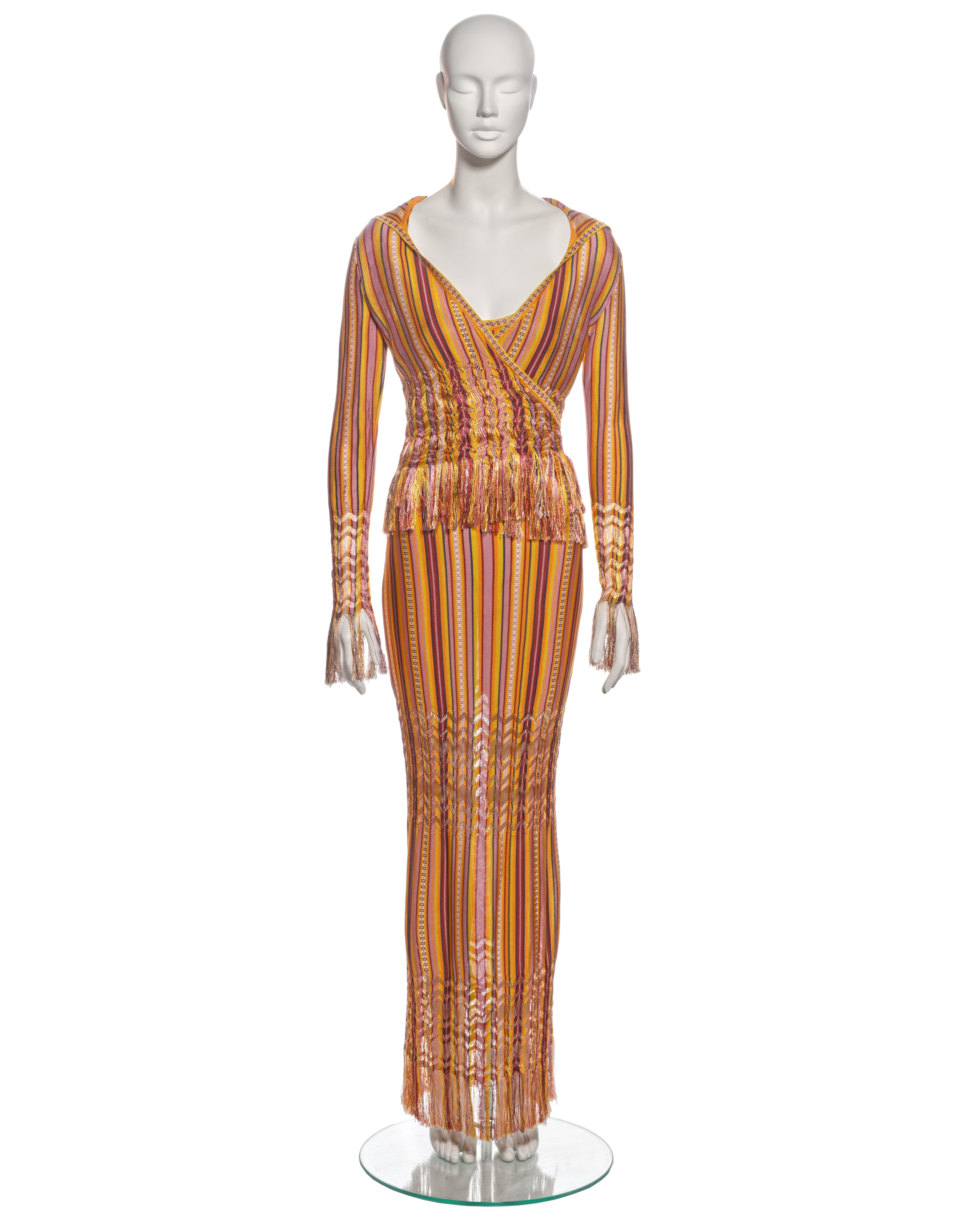 Christian Dior by John Galliano Striped Knit Maxi Dress and Cardigan, ss 2002 In Excellent Condition For Sale In London, GB
