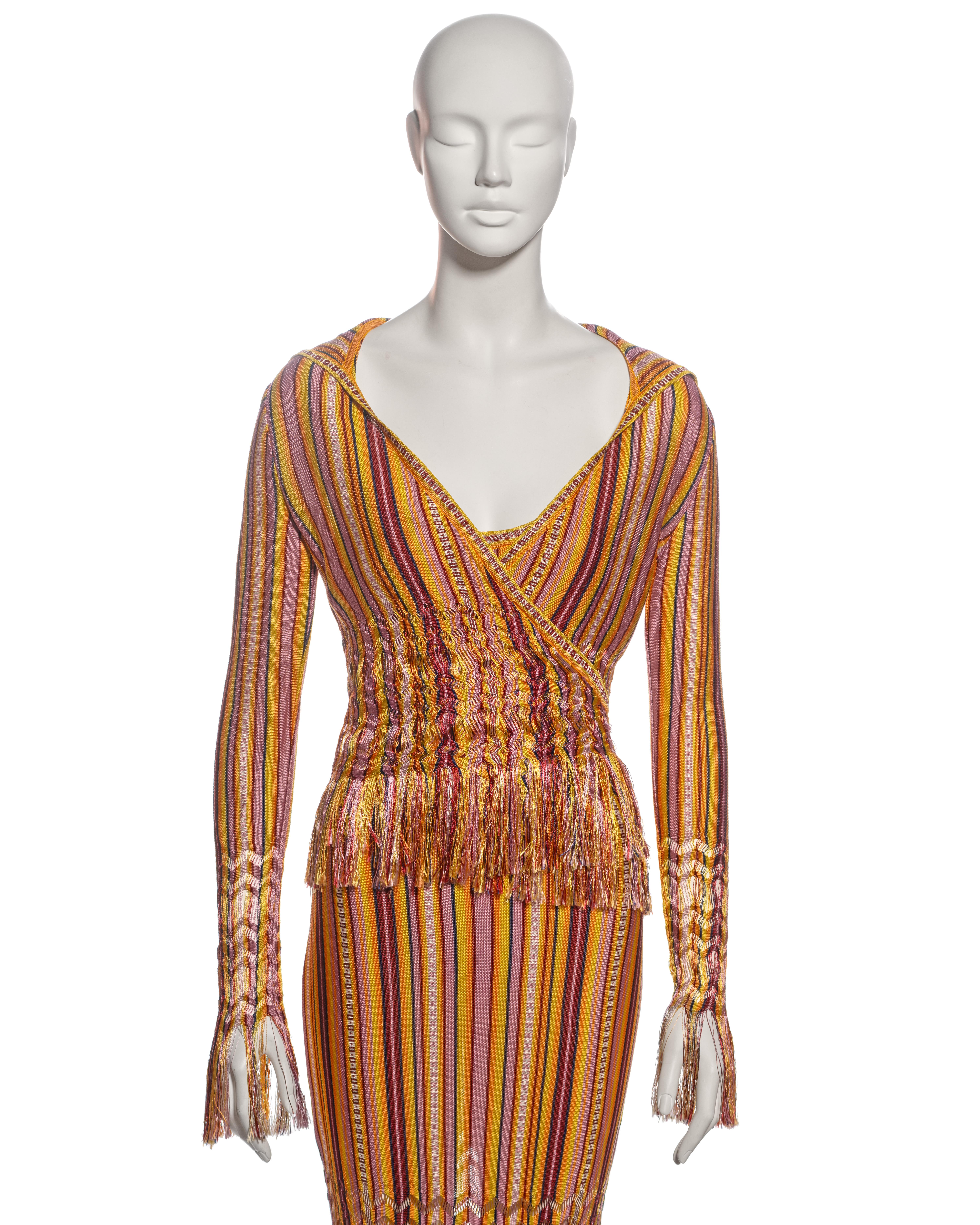 Women's Christian Dior by John Galliano Striped Knit Maxi Dress and Cardigan, ss 2002 For Sale