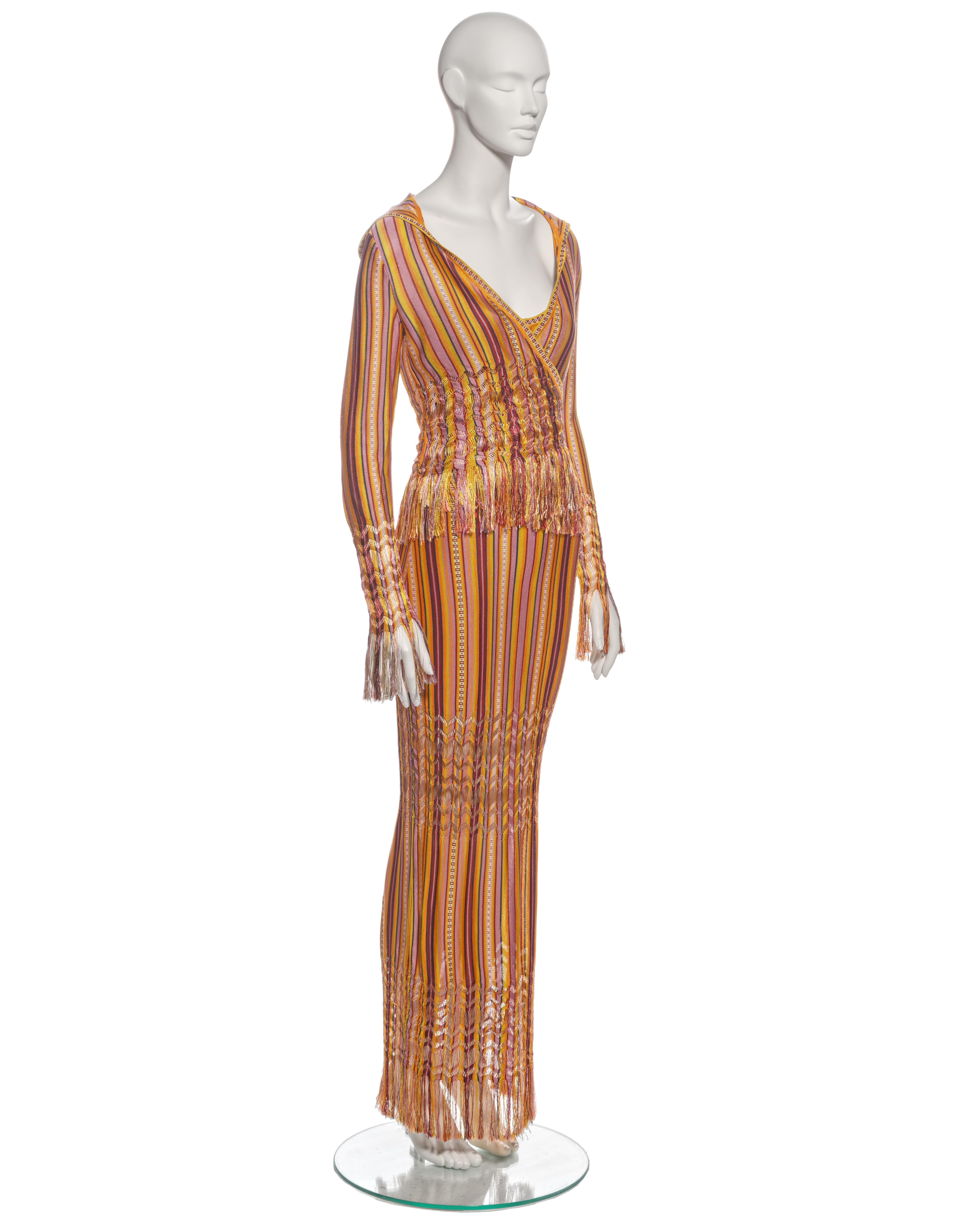 Christian Dior by John Galliano Striped Knit Maxi Dress and Cardigan, ss 2002 For Sale 3