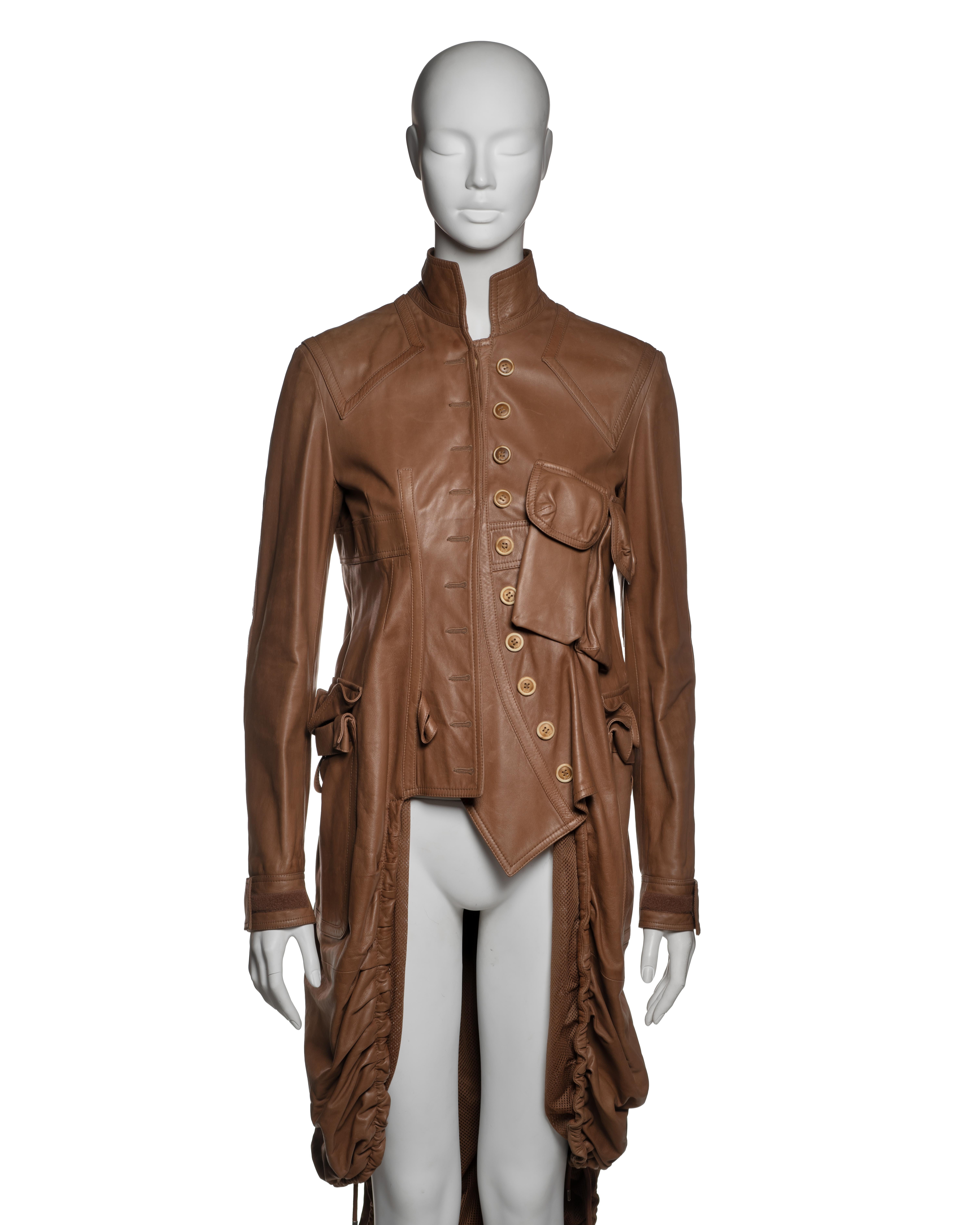 Christian Dior by John Galliano Cappotto in pelle d'agnello con orlo increspato, FW 2005 In condizioni ottime in vendita a London, GB