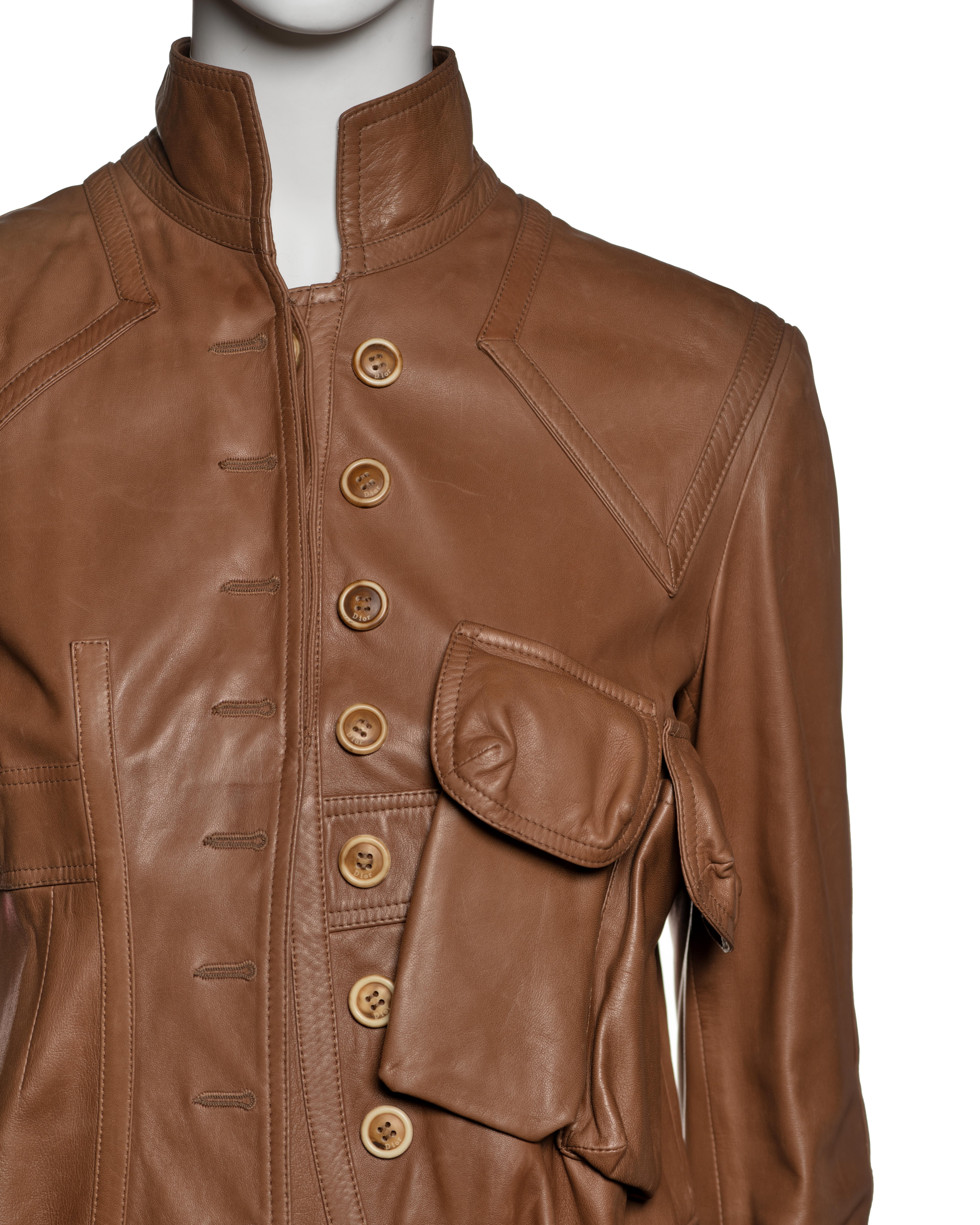 Donna Christian Dior by John Galliano Cappotto in pelle d'agnello con orlo increspato, FW 2005 in vendita