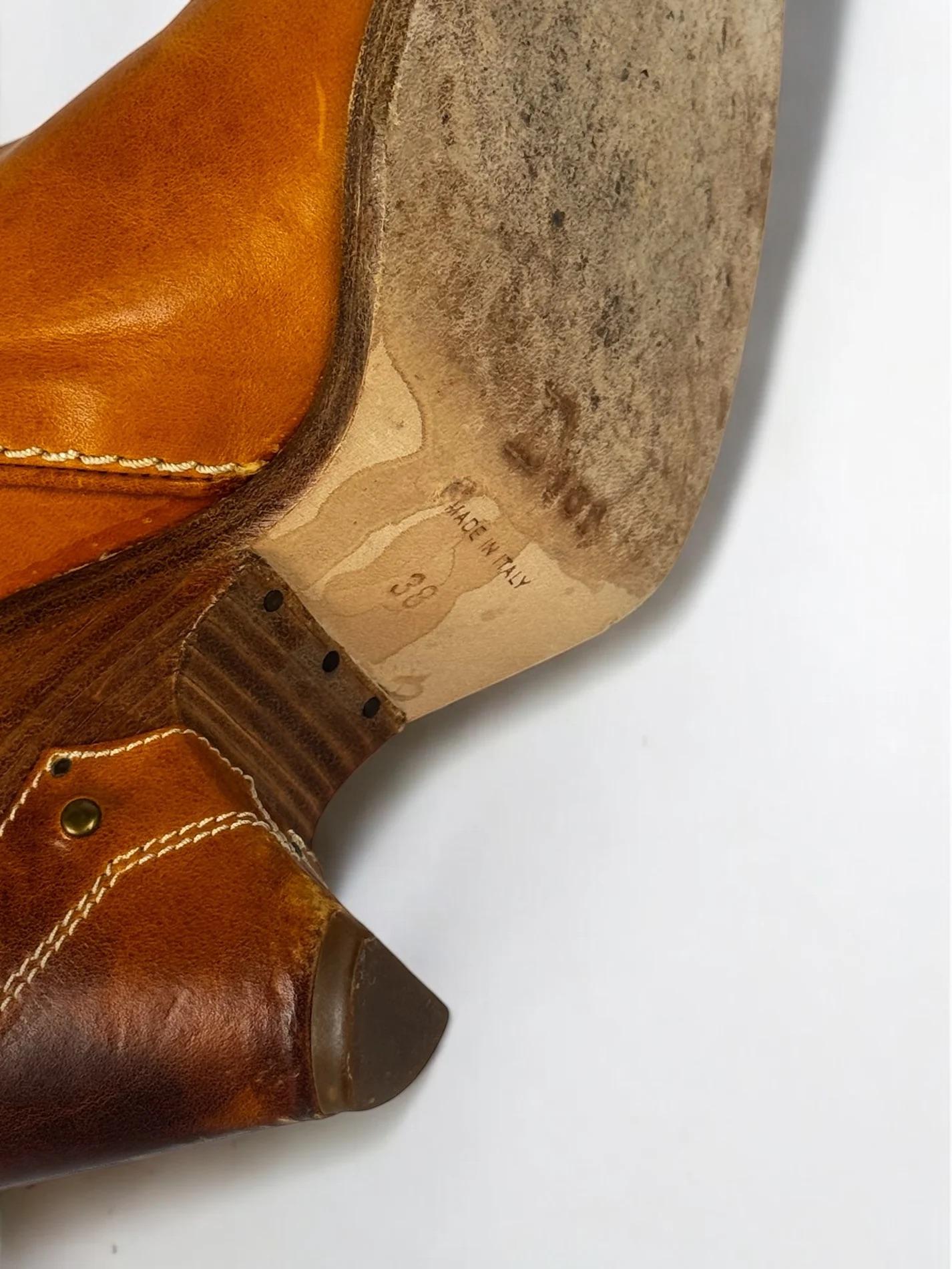 Christian Dior by John Galliano Tan Leather Cowboy Boots, 2001 4