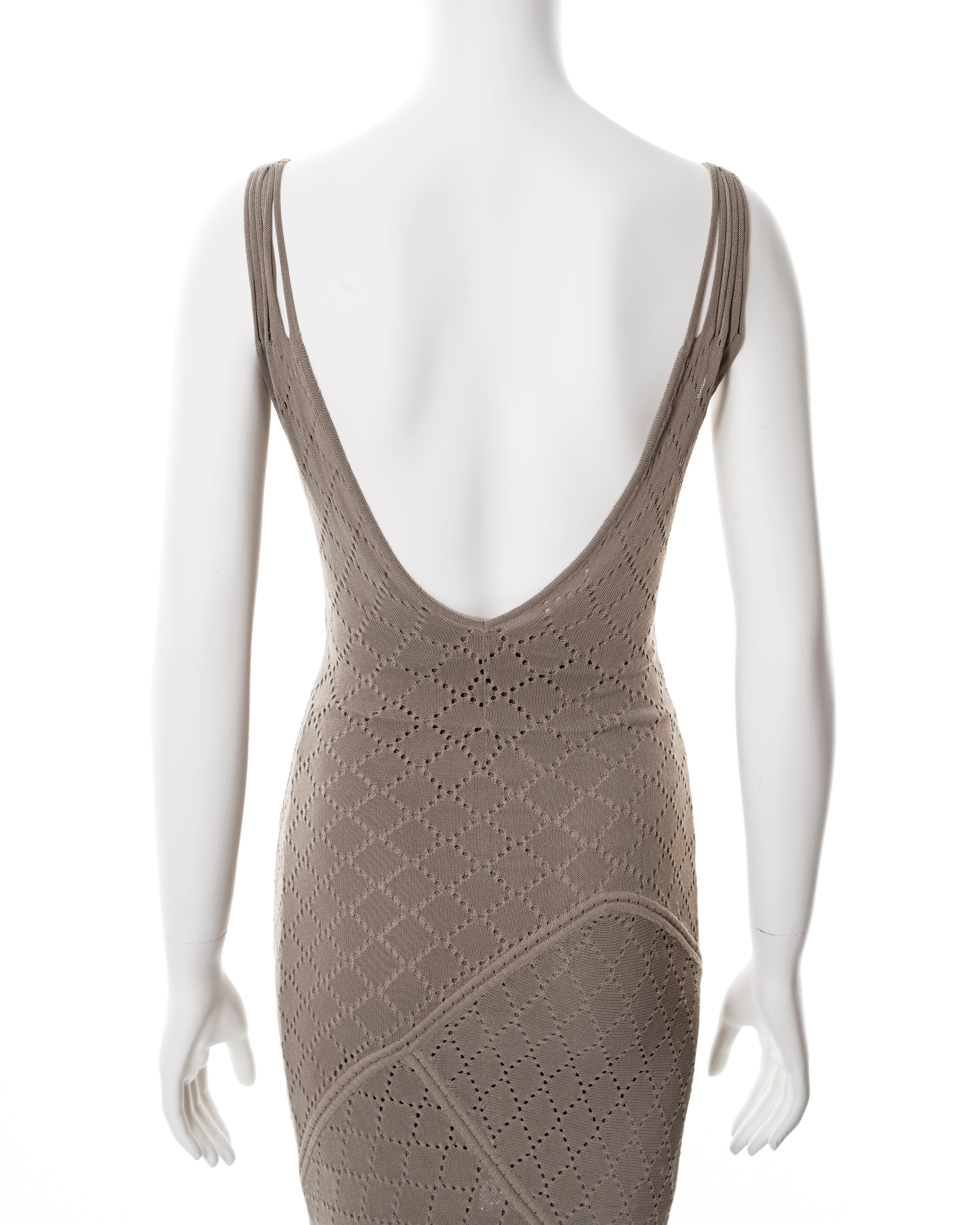 Christian Dior by John Galliano taupe open-knit dress, ss 2001 For Sale 6