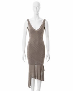 Christian Dior by John Galliano taupe open-knit dress, ss 2001