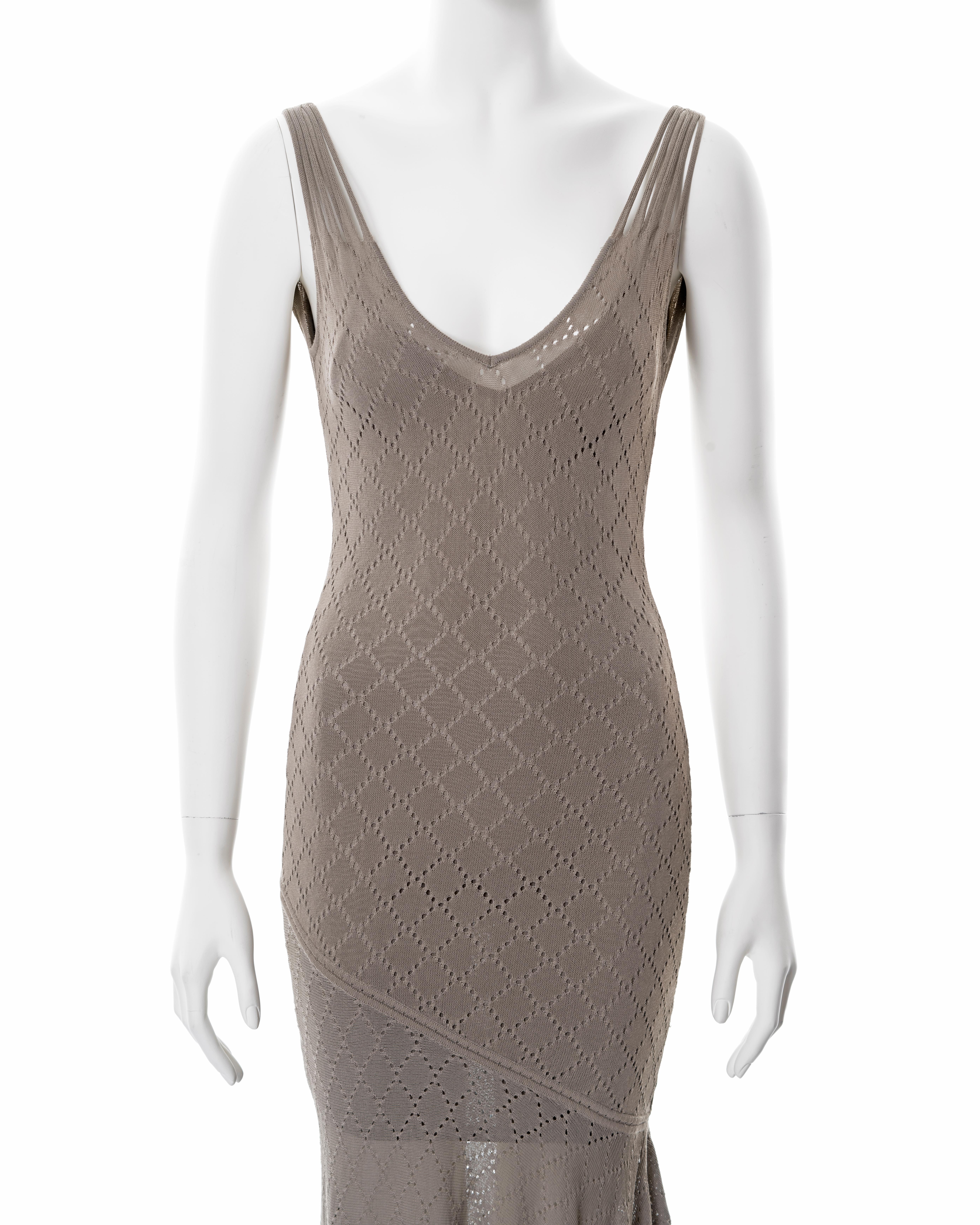 Gray Christian Dior by John Galliano taupe open-knit dress, ss 2001 For Sale