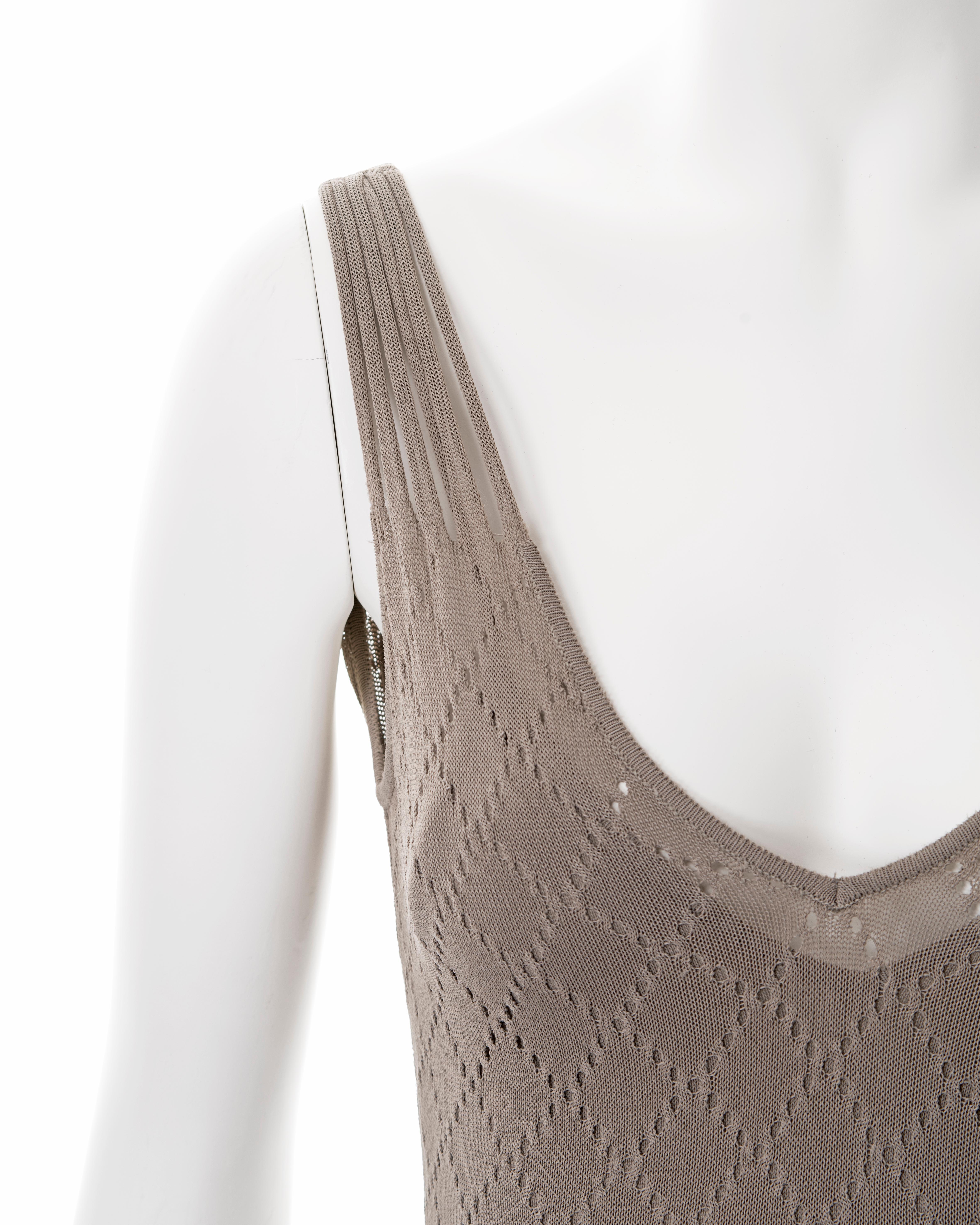 Christian Dior by John Galliano taupe open-knit dress, ss 2001 In Good Condition For Sale In London, GB
