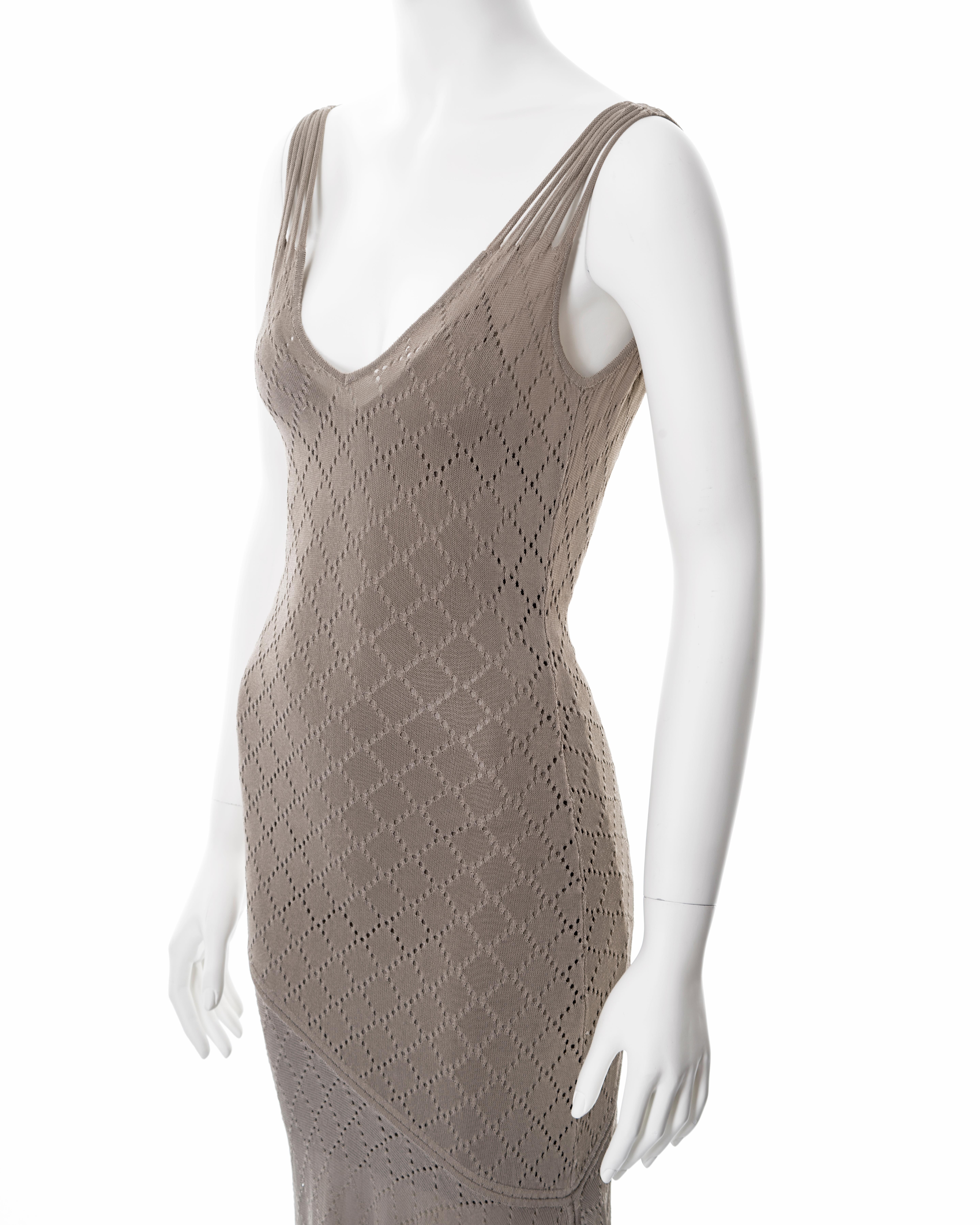Christian Dior by John Galliano taupe open-knit dress, ss 2001 For Sale 2