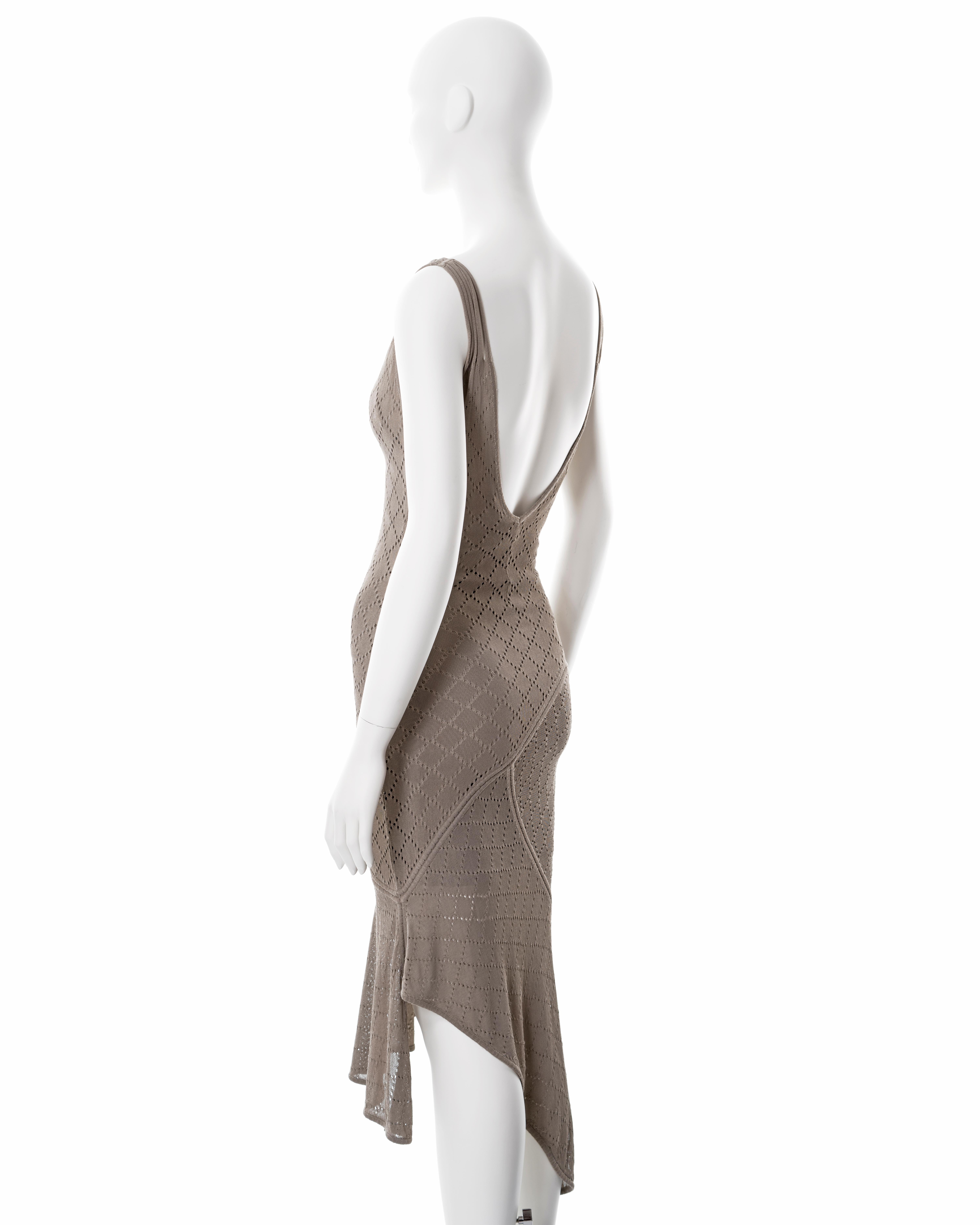 Christian Dior by John Galliano taupe open-knit dress, ss 2001 For Sale 3