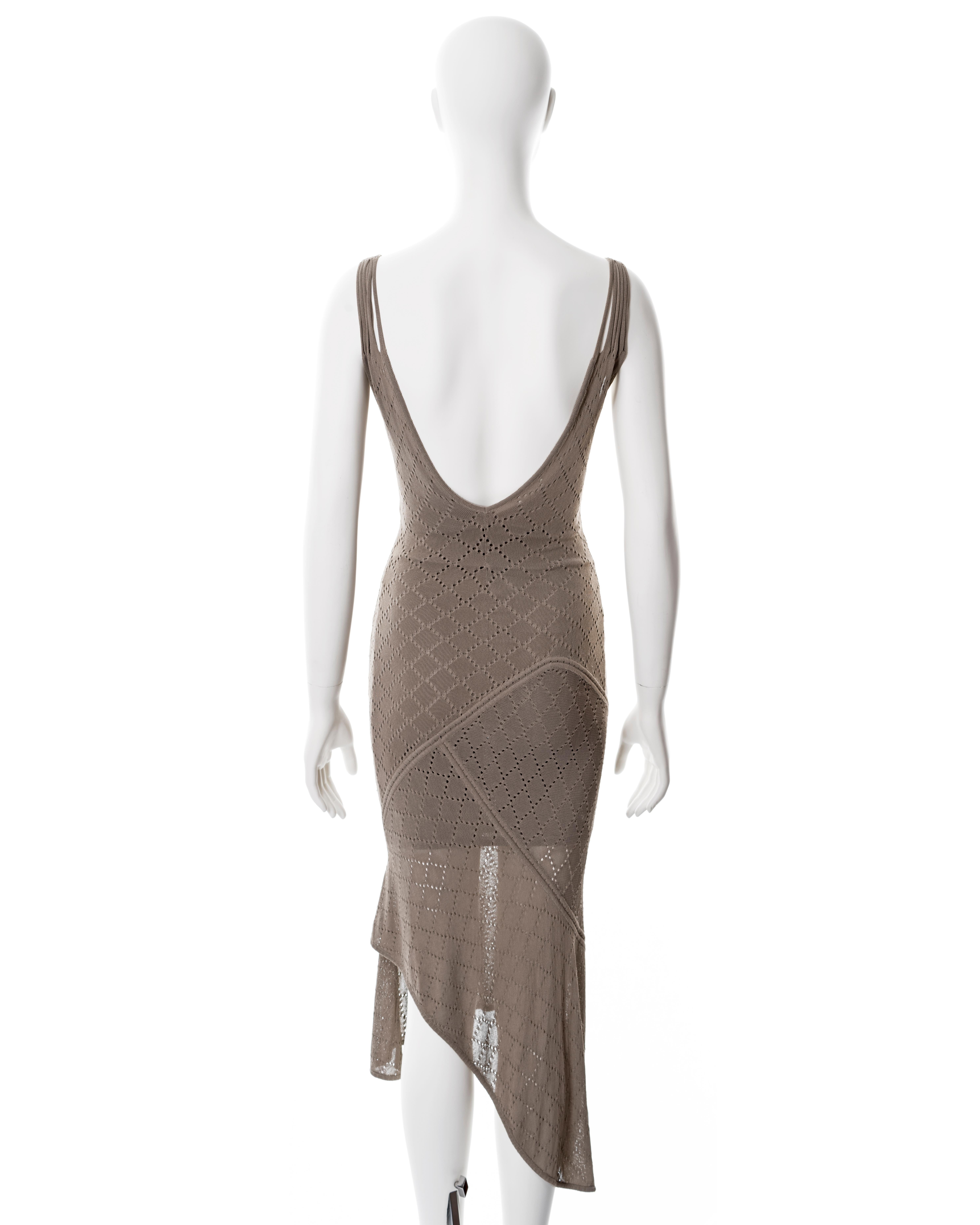 Christian Dior by John Galliano taupe open-knit dress, ss 2001 For Sale 5