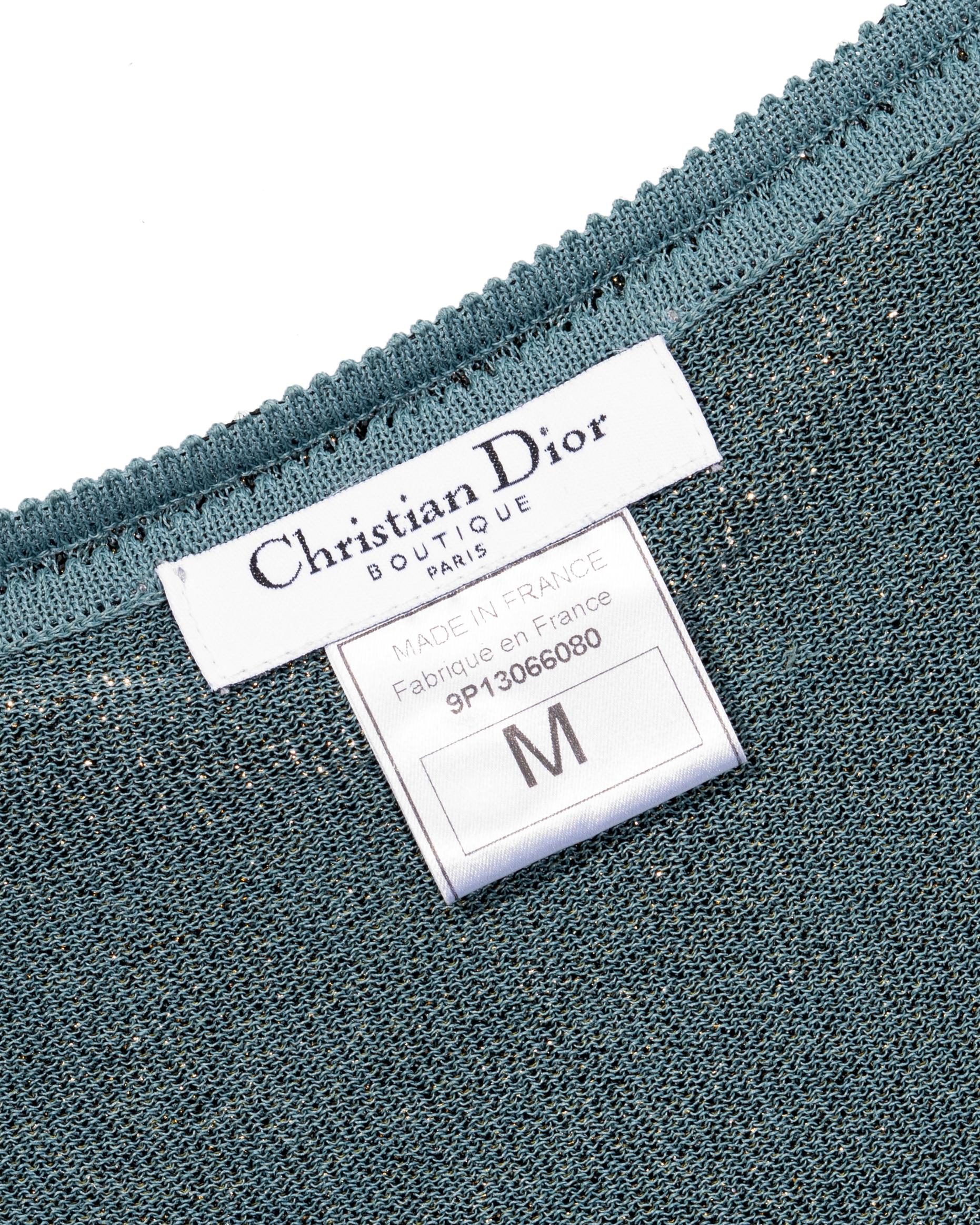 Christian Dior by John Galliano - Robe en dentelle tricotée à double couche bleu sarcelle, printemps-été 1999 en vente 6