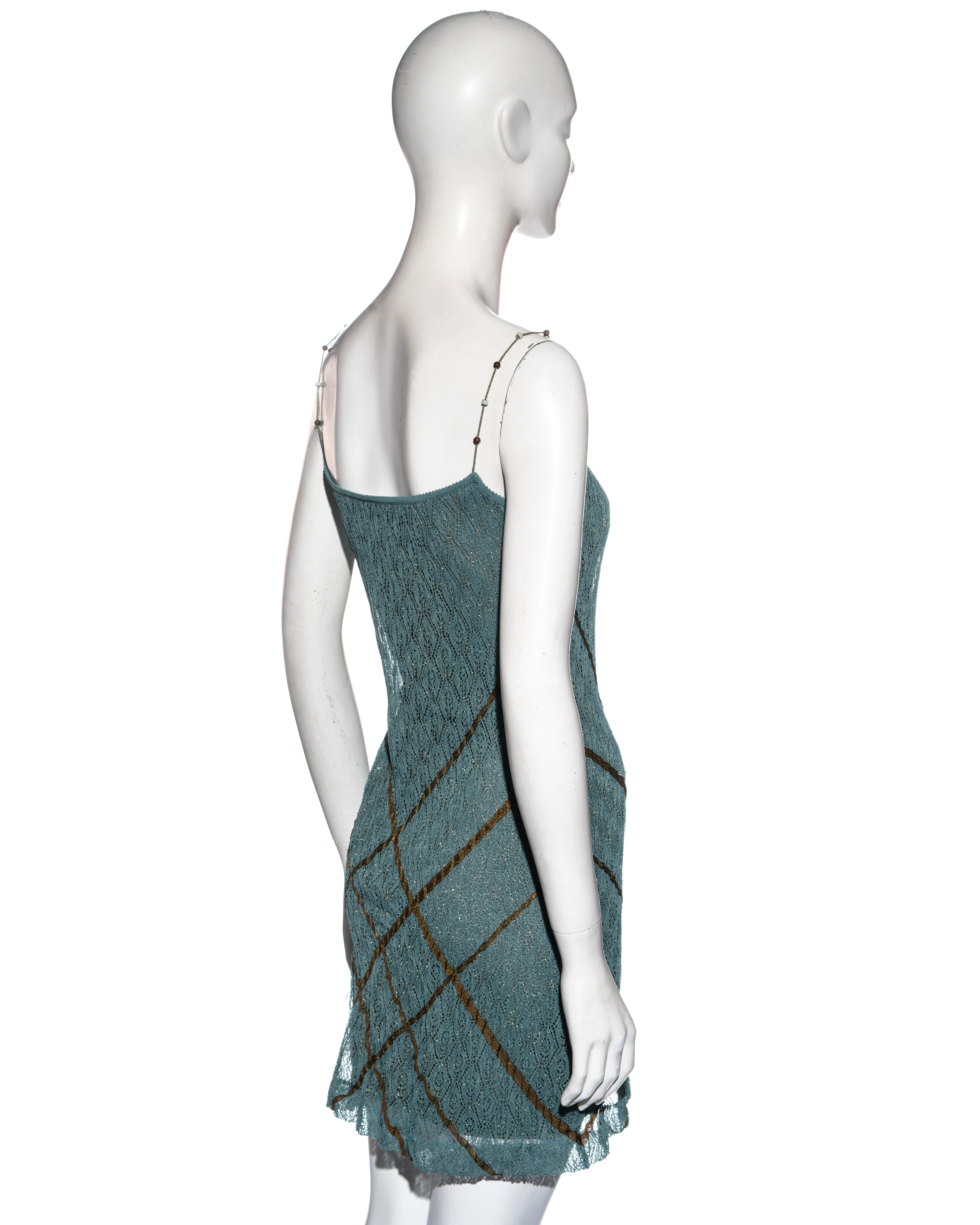 Christian Dior by John Galliano teal double-layered knitted lace dress, ss 1999 For Sale 1