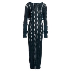 Christian Dior by John Galliano teal laser cut knitted maxi dress, fw 1999