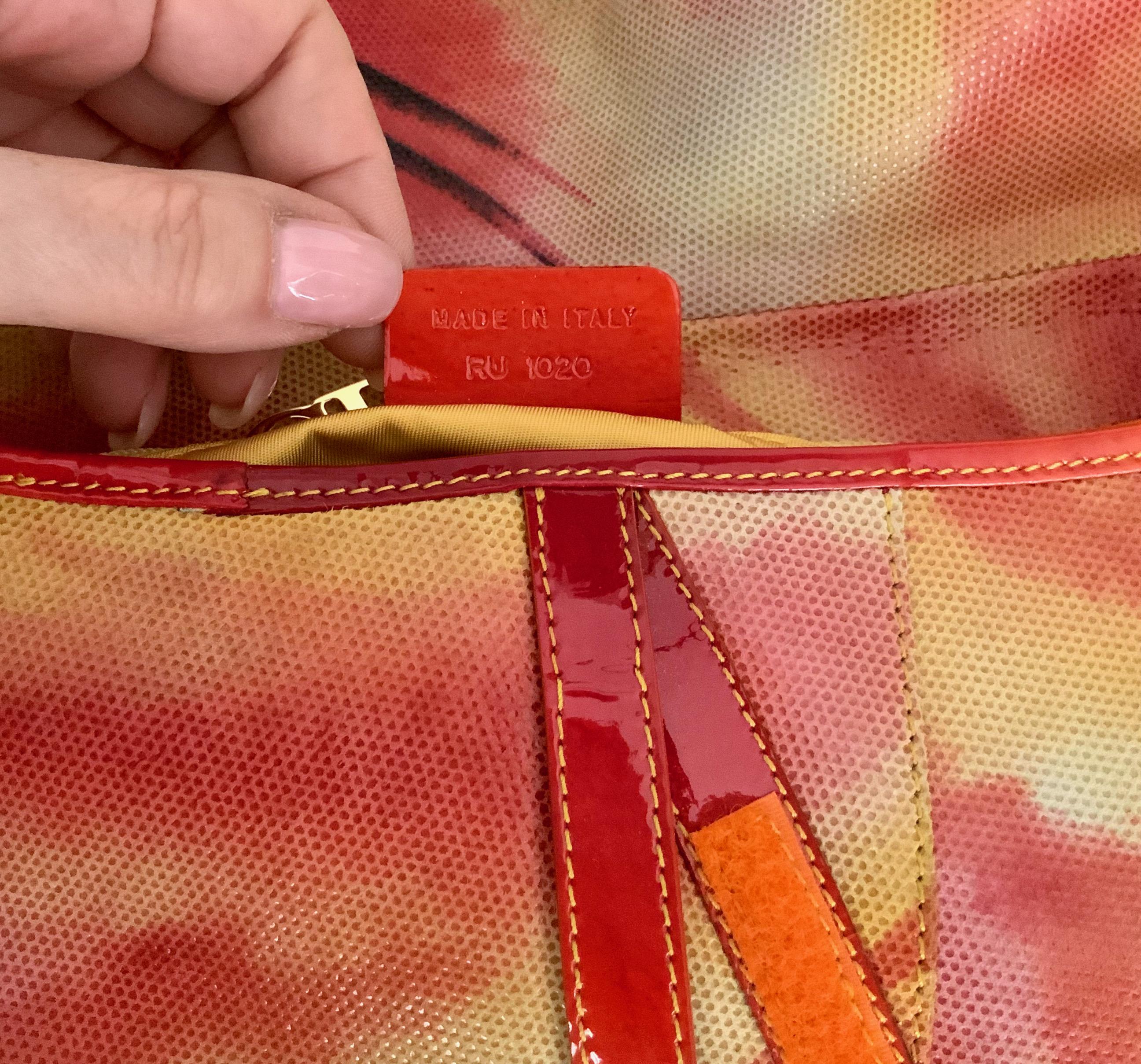 Christian Dior by John Galliano Tie & Dye Orange Print Leather Saddle Bag 4