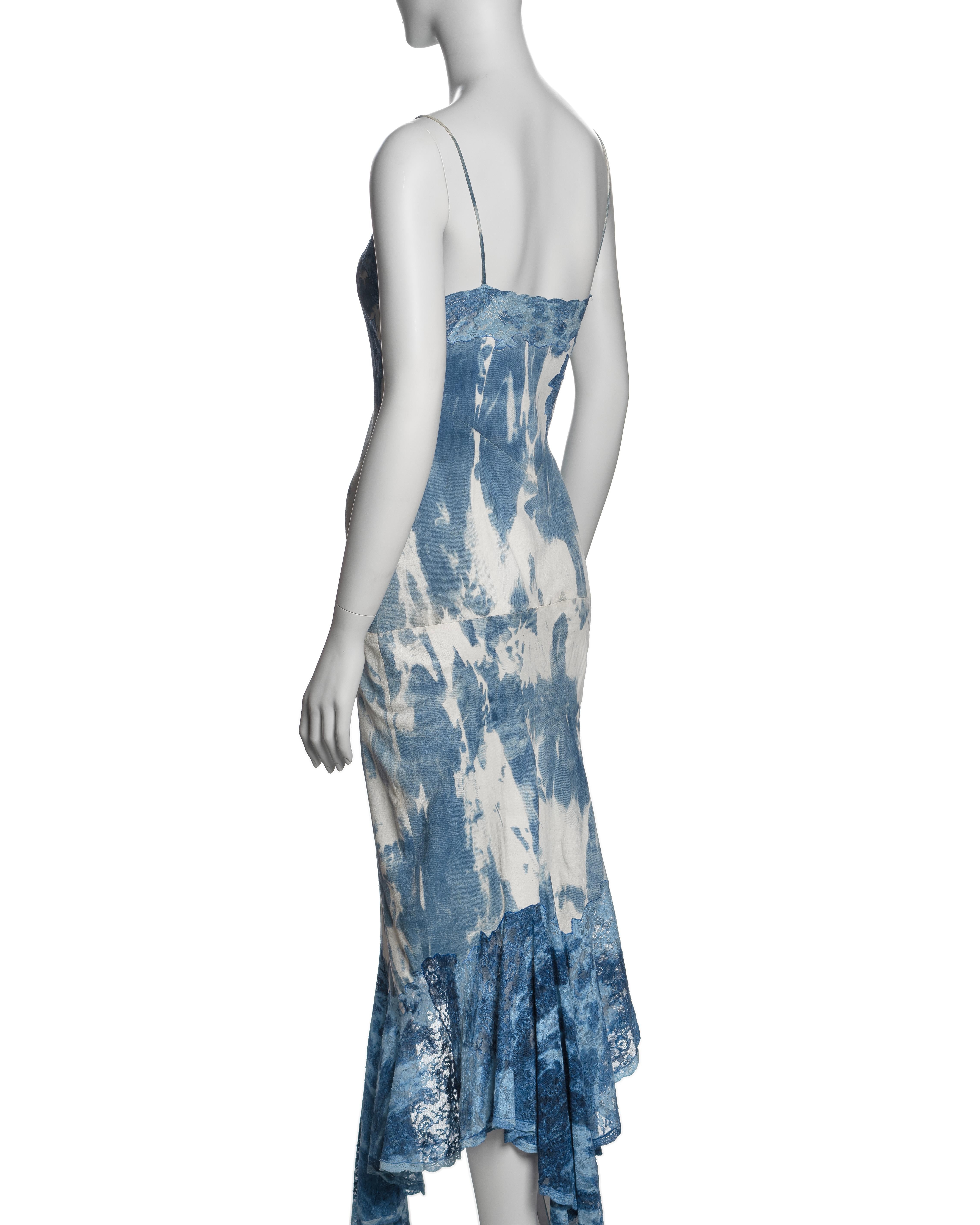 Christian Dior by John Galliano Tie-Dye Print Leather and Lace Dress, FW 2000 For Sale 5