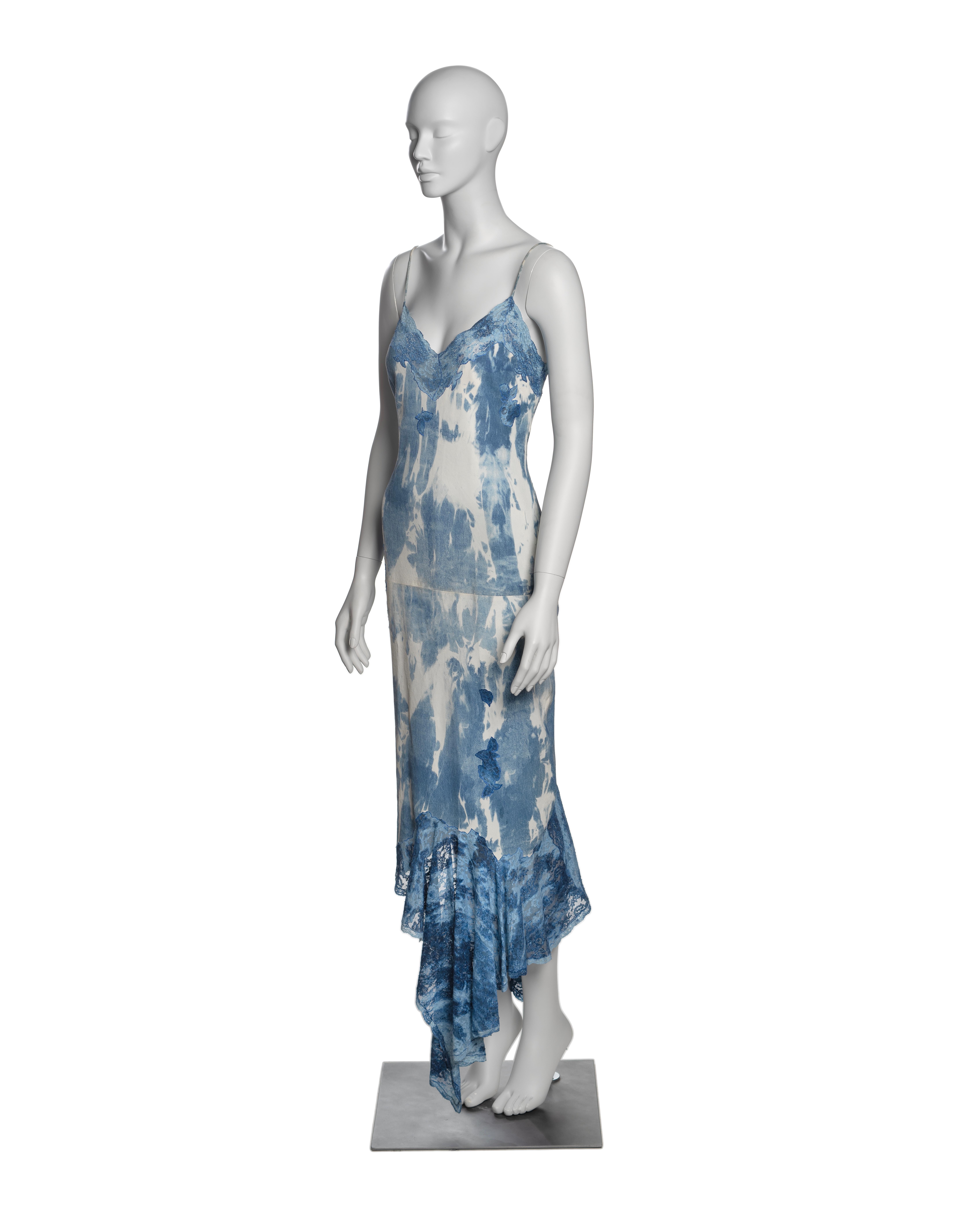 Christian Dior by John Galliano Tie-Dye Print Leather and Lace Dress, FW 2000 For Sale 6